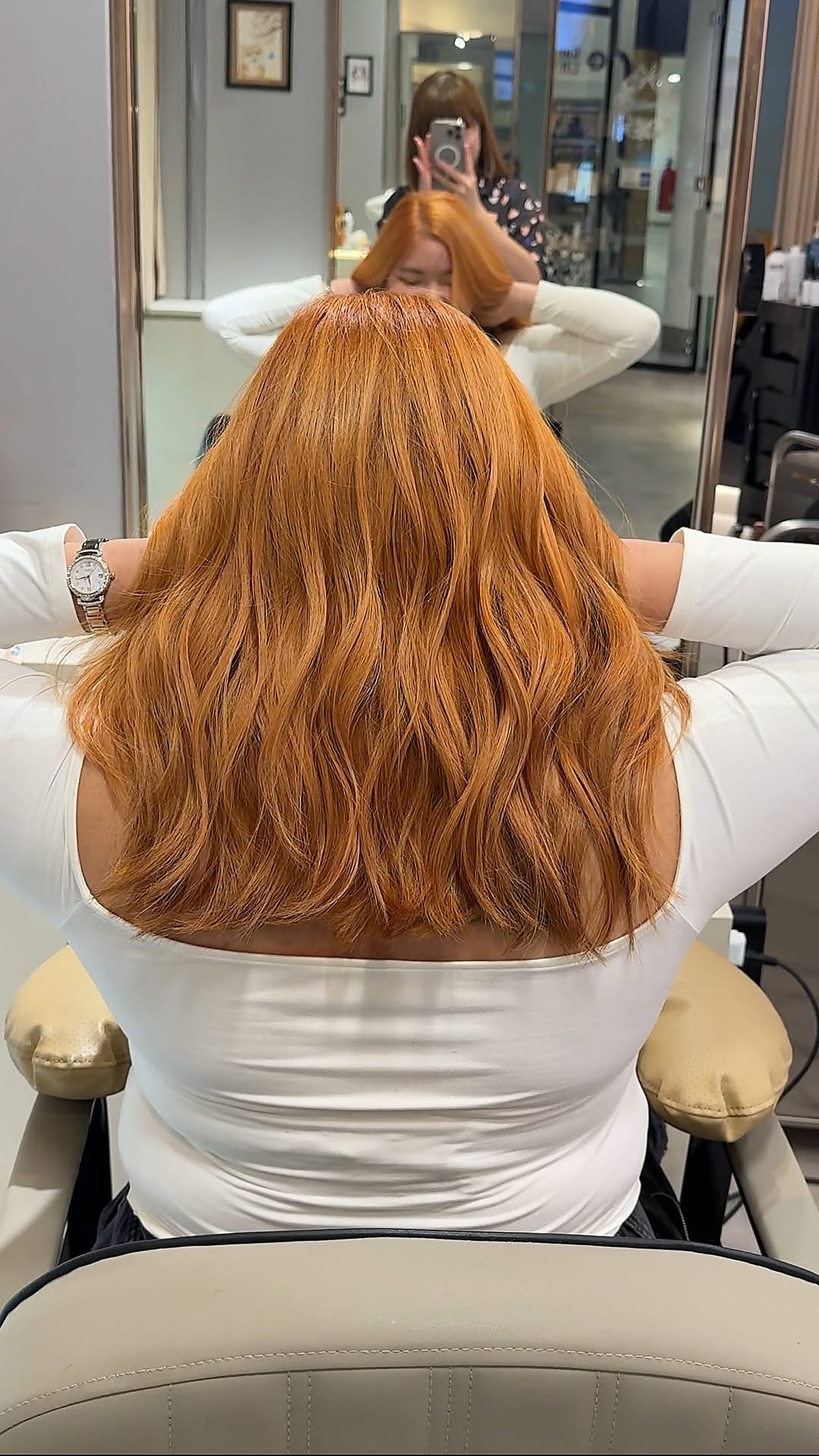 Copper hair colour with soft waves