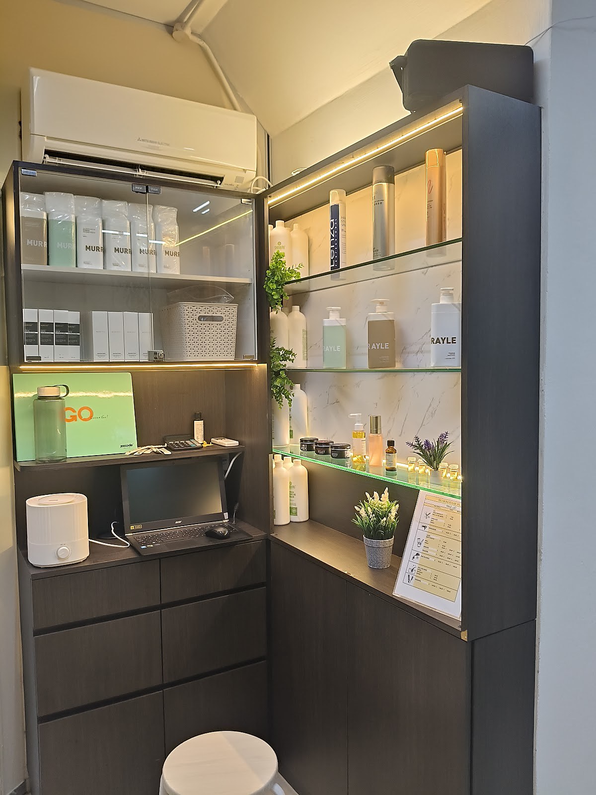 Salon product display and interior