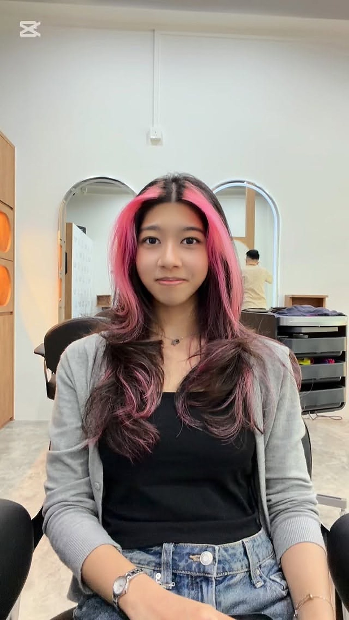 Pink hair colour transformation result at Bloom Hair Studio