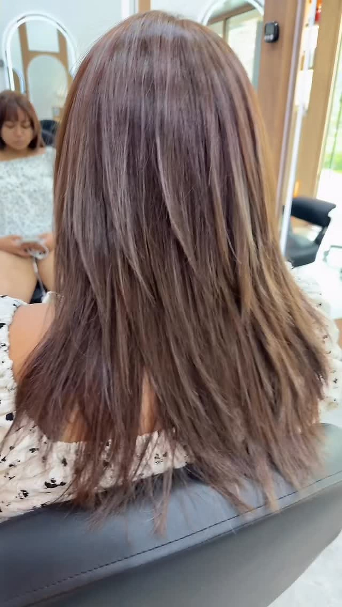 Long hair colour styling result