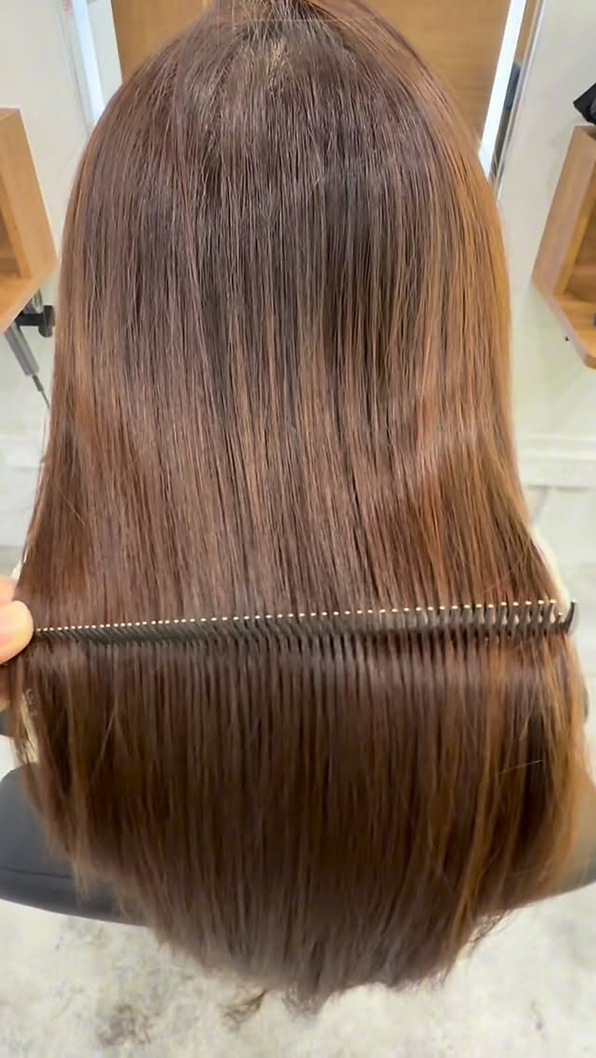 Long hair styling result