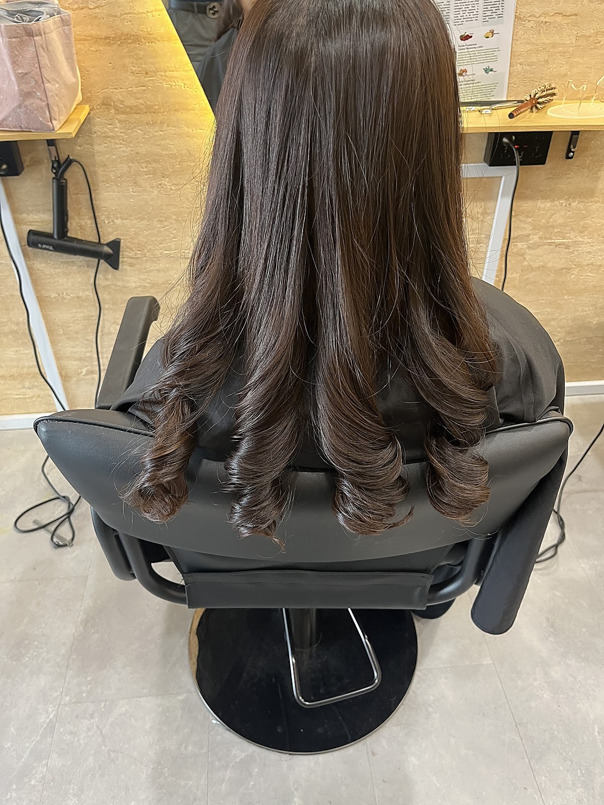 Long layered waves styling result