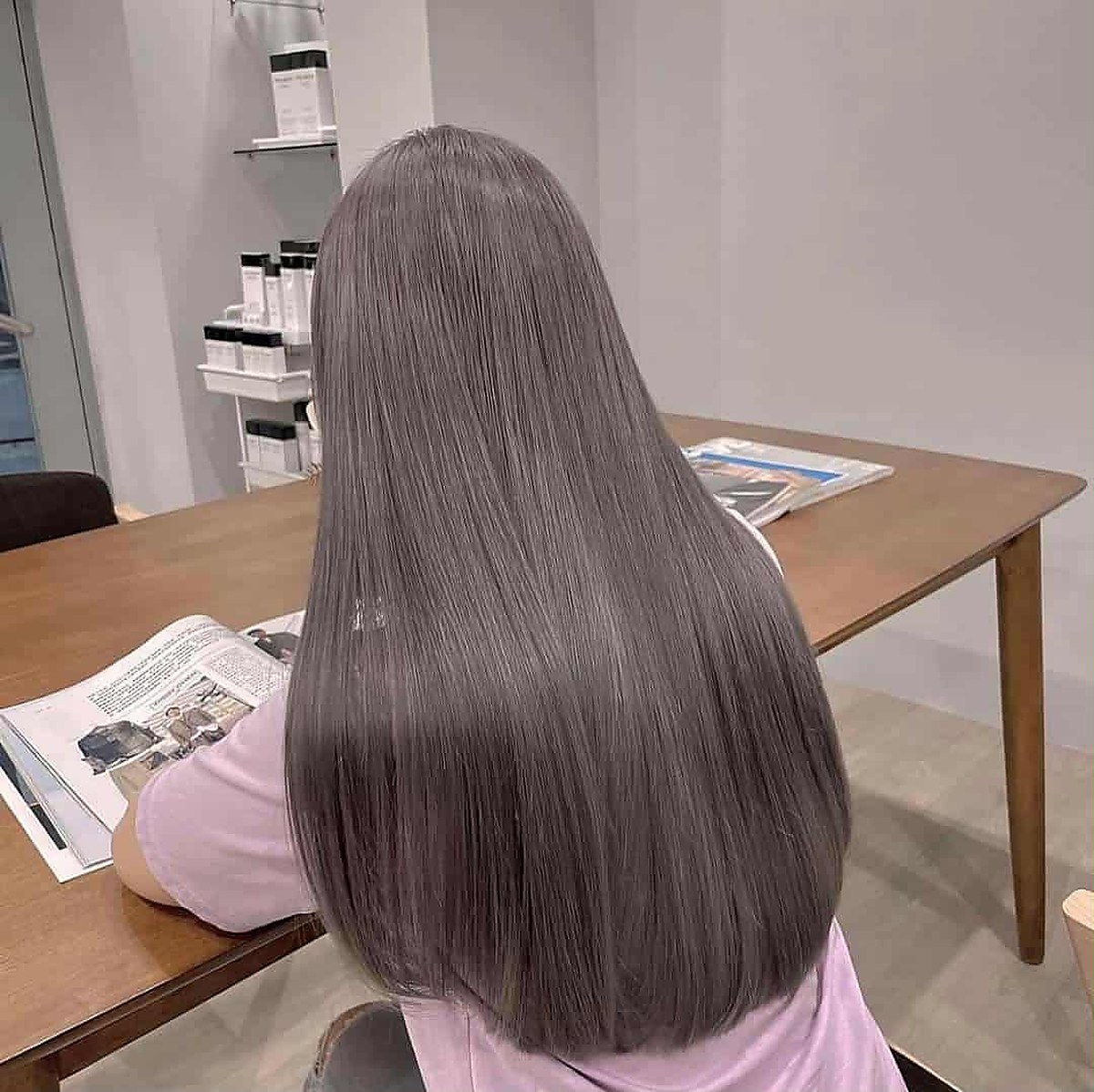 Long hair styling finishing result