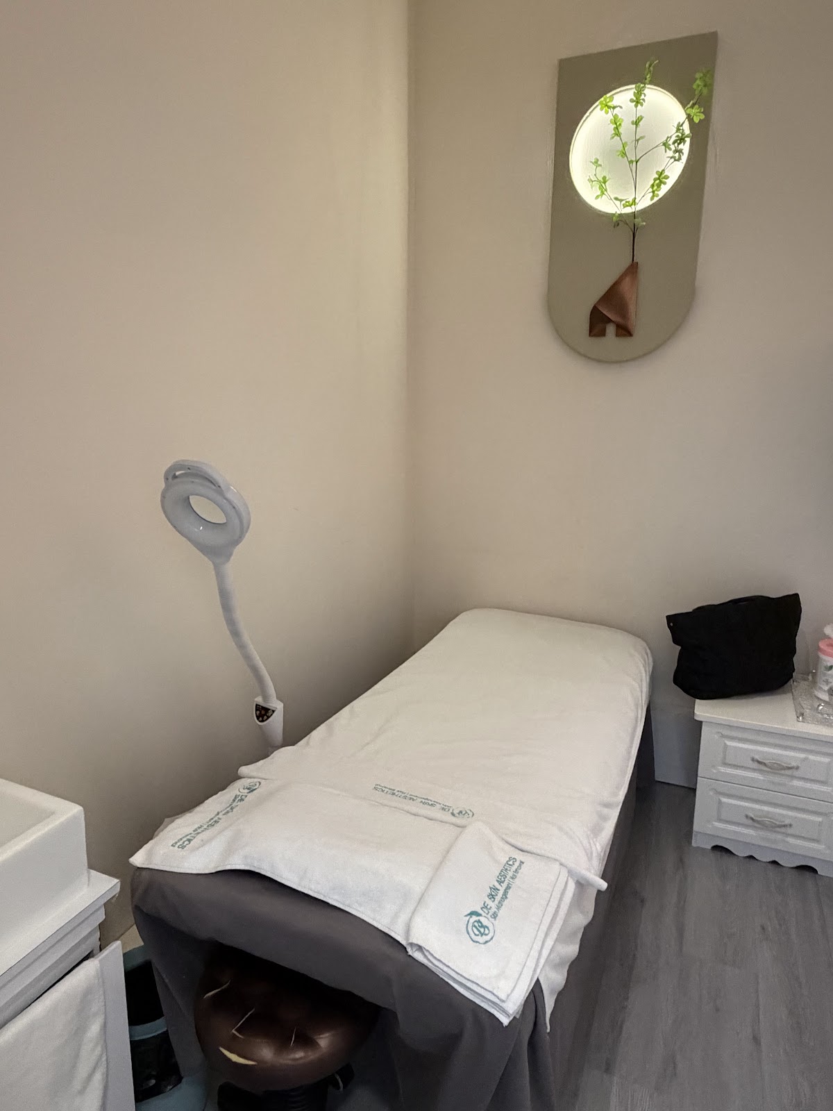 Spa treatment room interior at De Skin Aesthetics