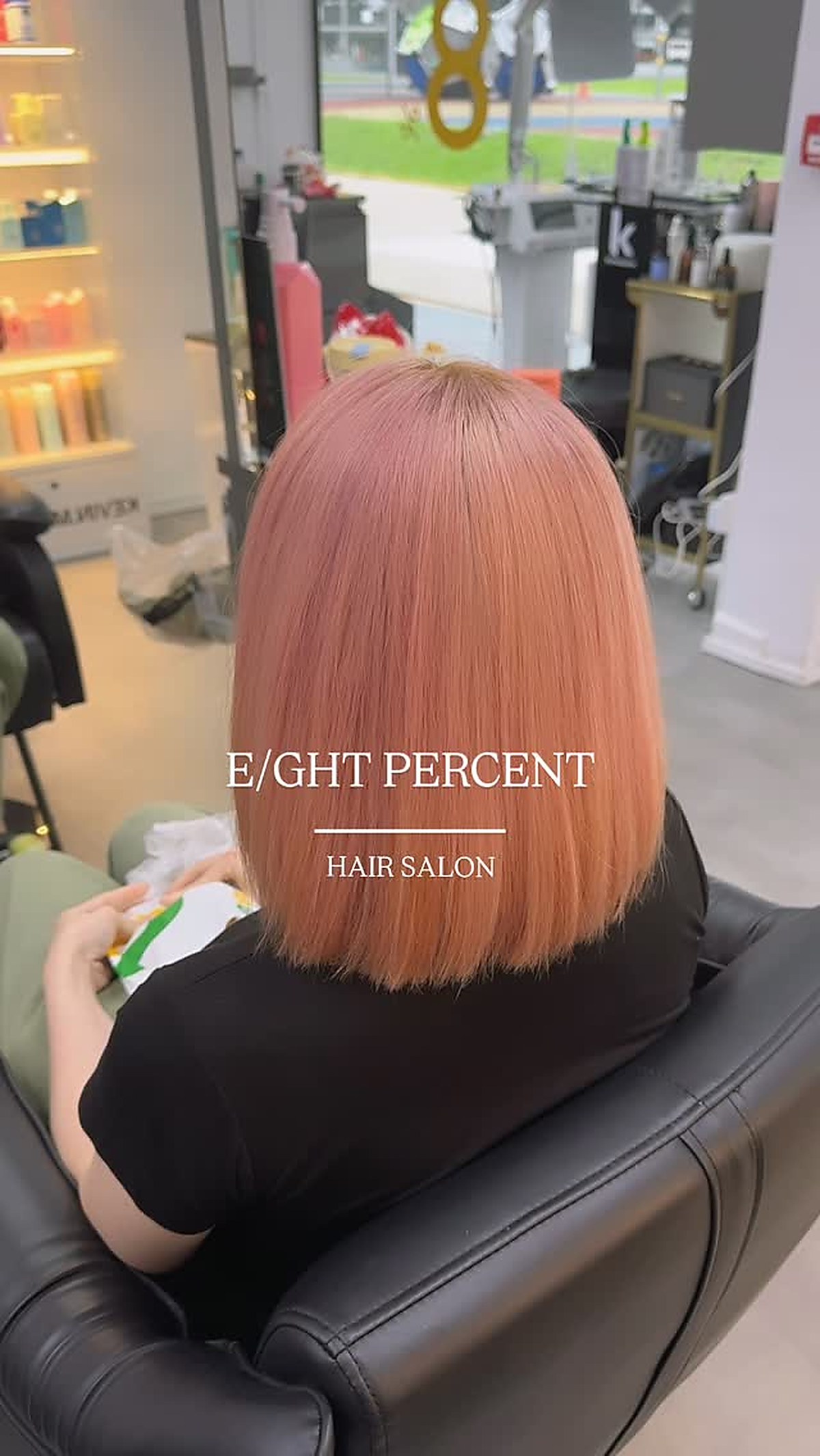 Salmon pink hair colour