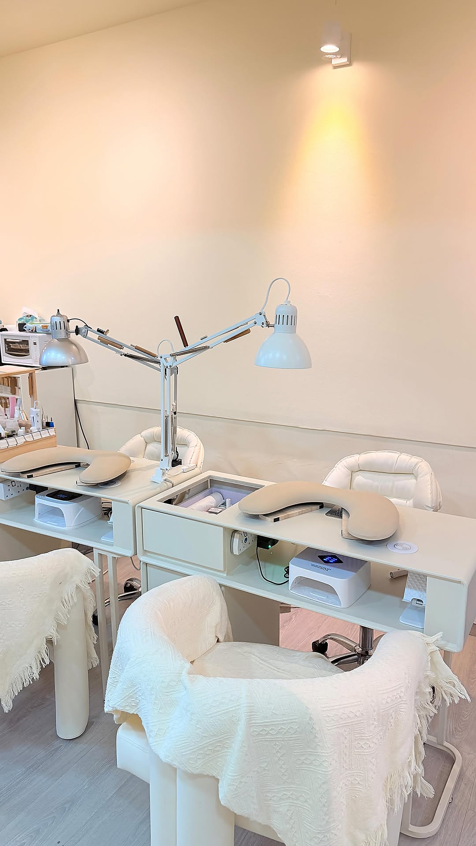 Nail salon workspace interior at Elene Beauty