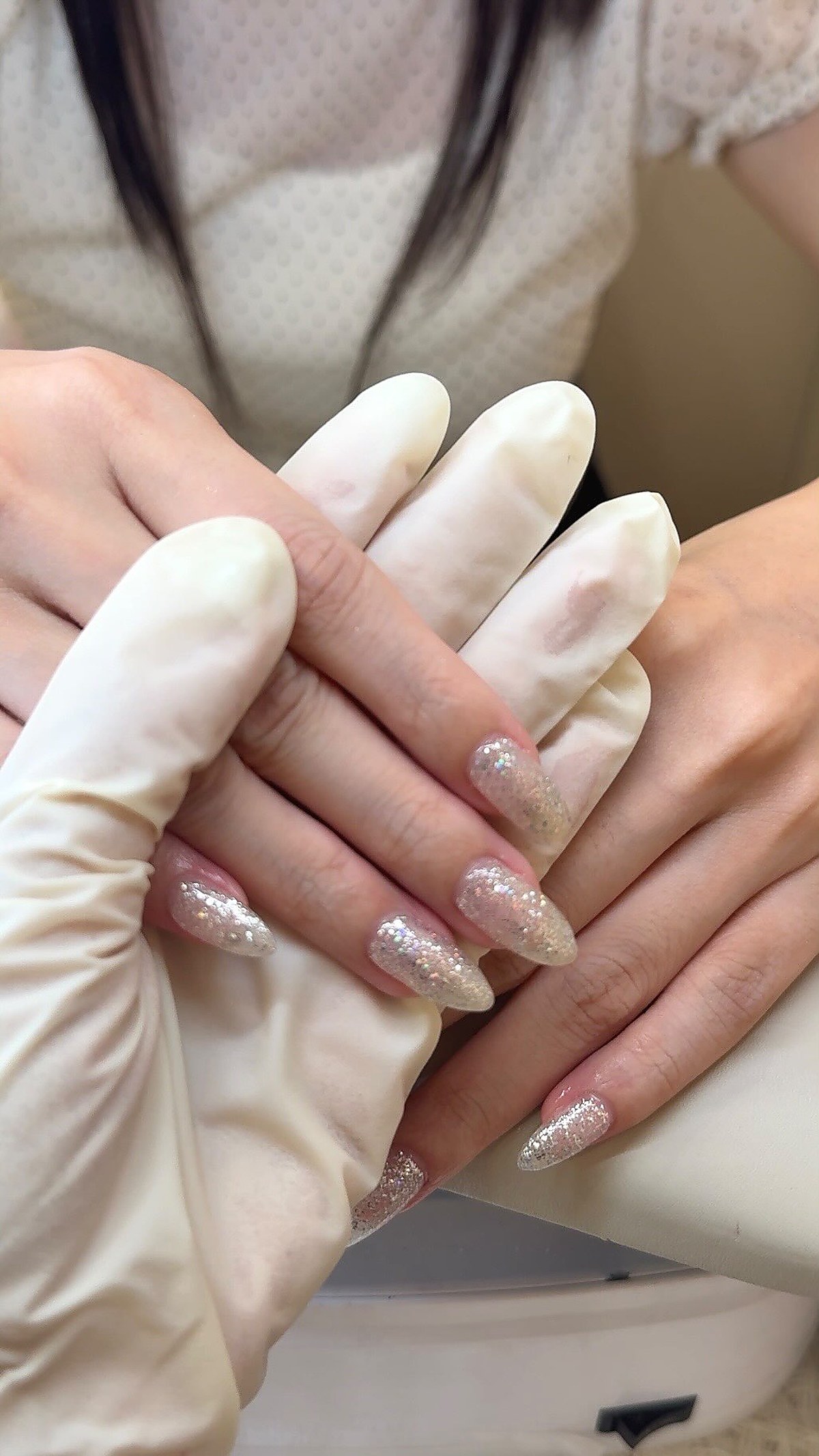 Nail art manicure with glitter accents