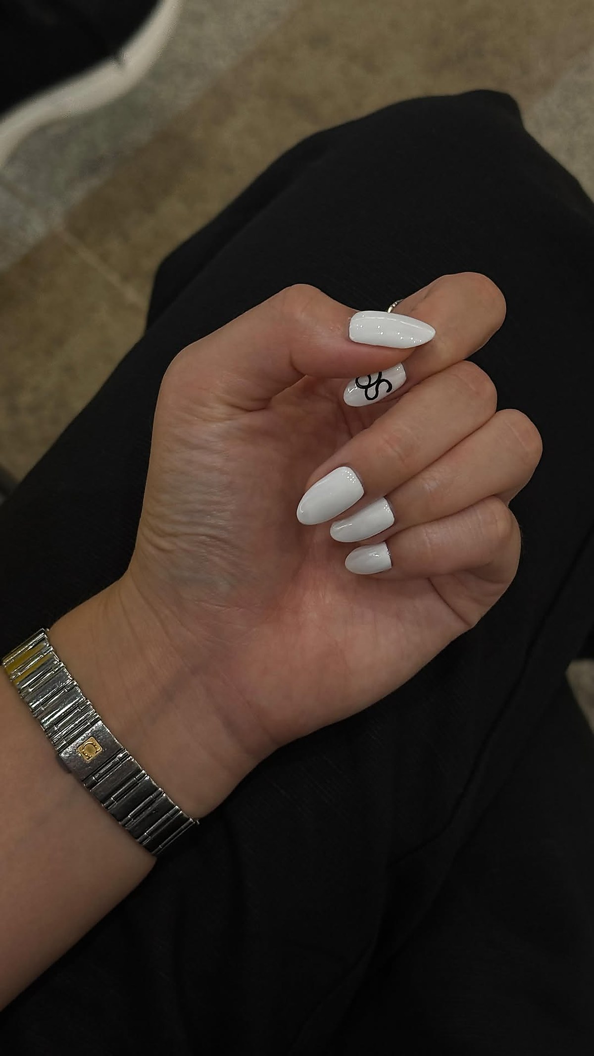 White nail art manicure