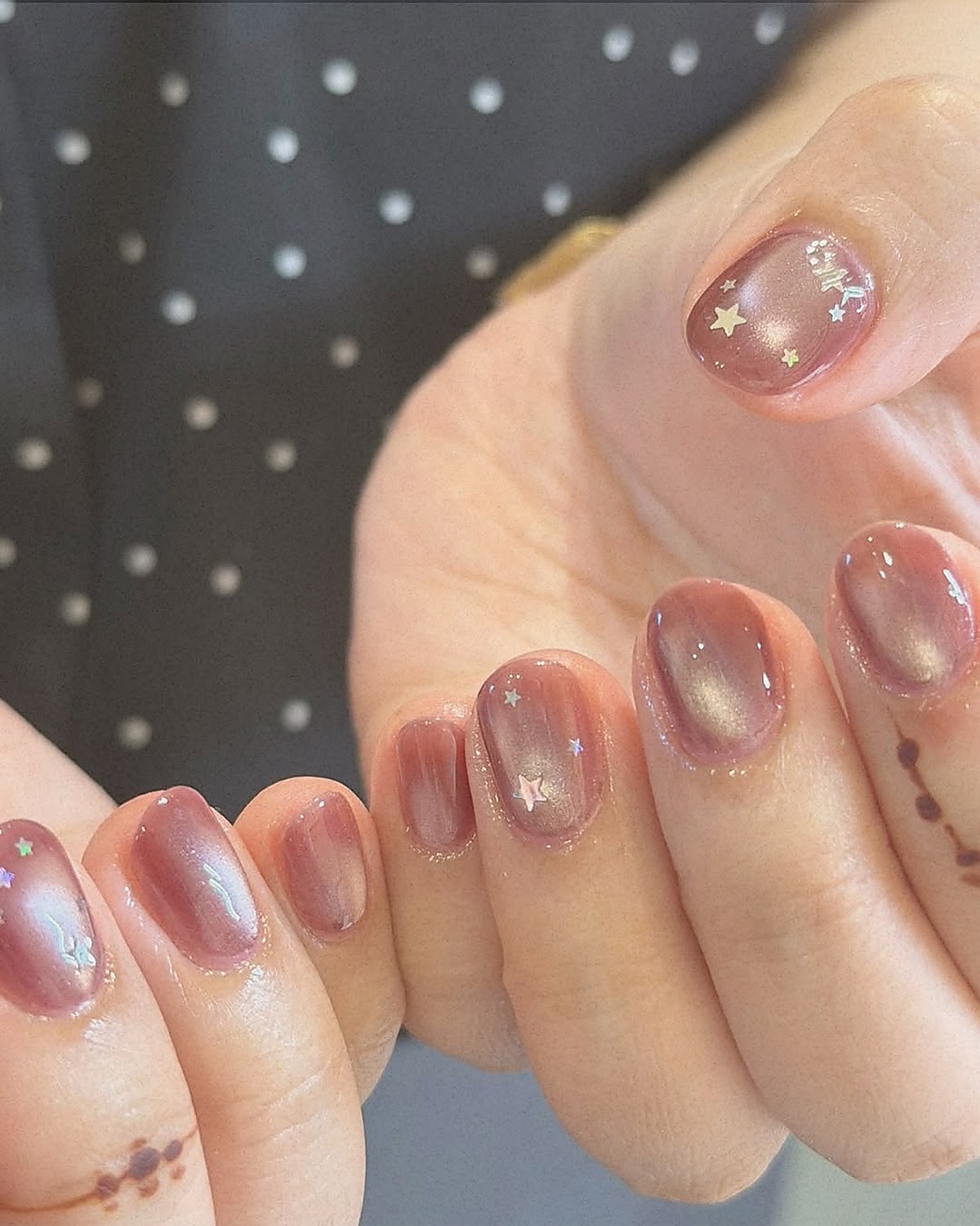 Nail art with hand-painted star design — recent work