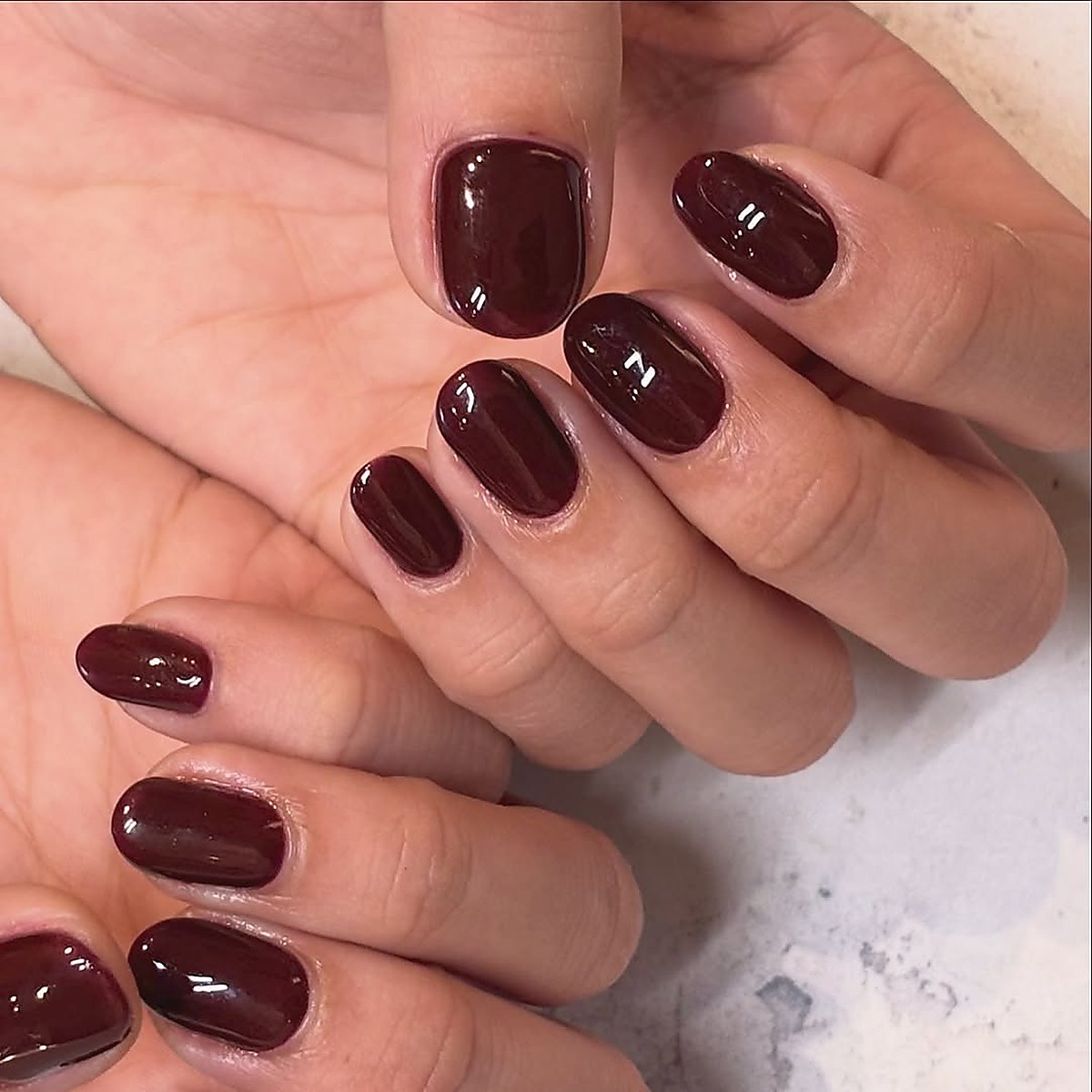 Manicure with glossy nail polish finish