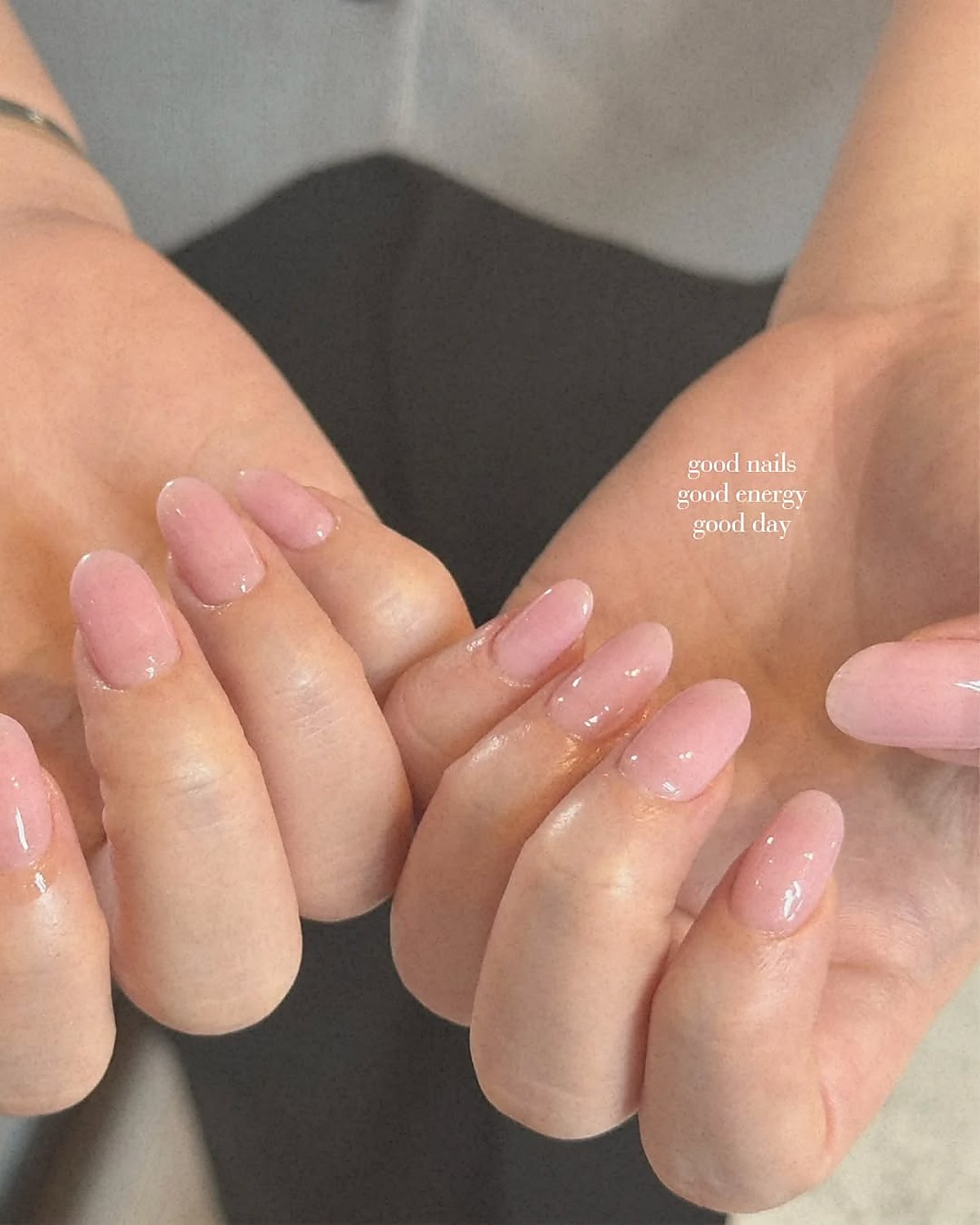 Soft pink gel manicure result