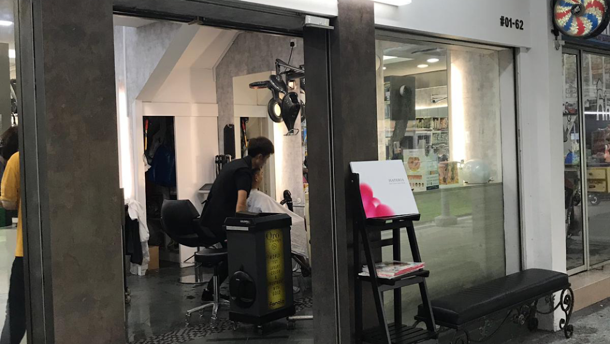 Salon interior workspace with styling stations