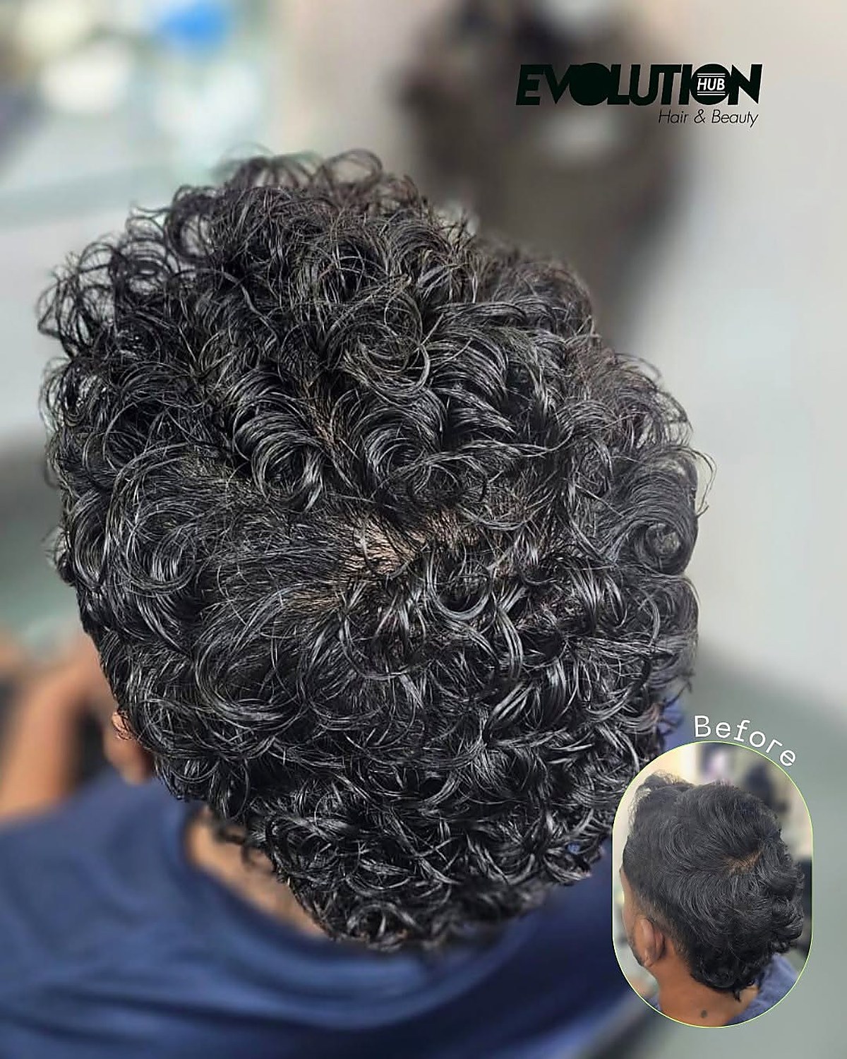 Curly perm styling result