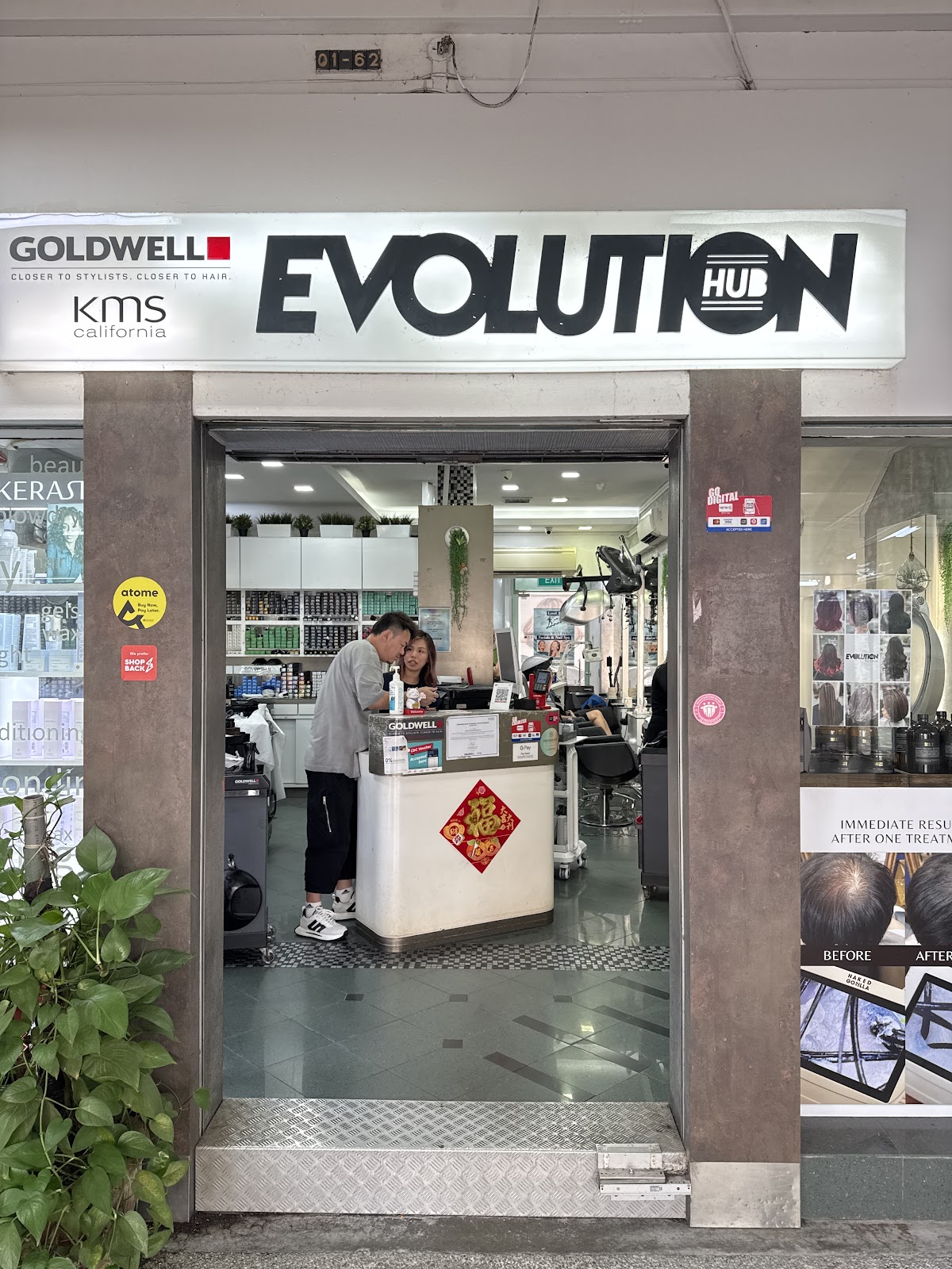 Evolution Hub salon storefront counter and service area