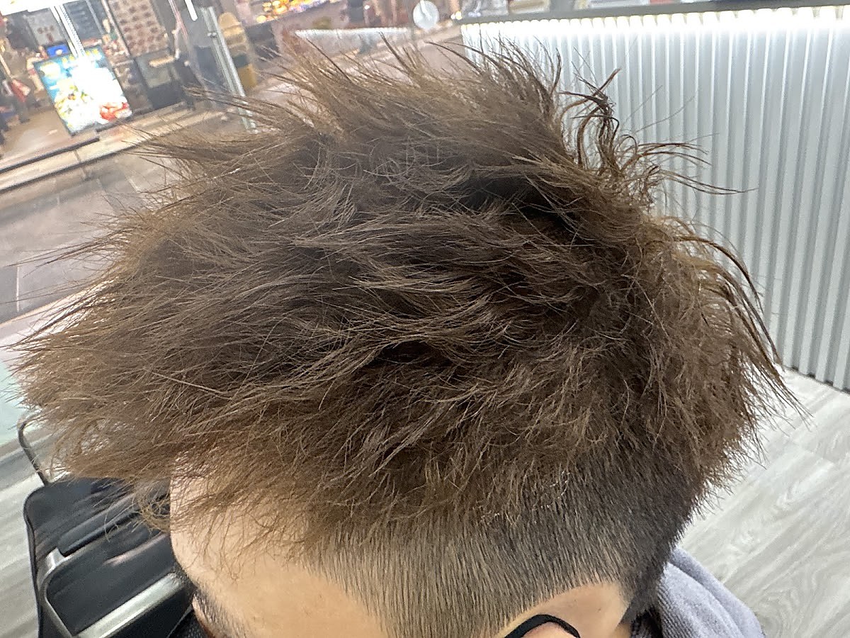 Men haircut and styling result