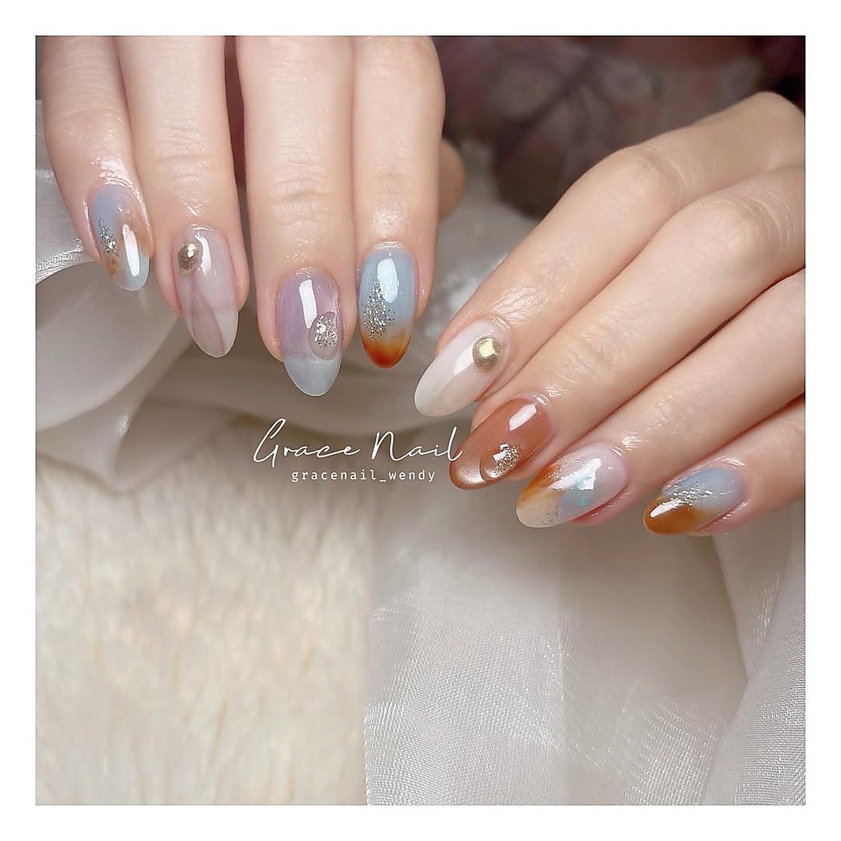 Finished nail art manicure result