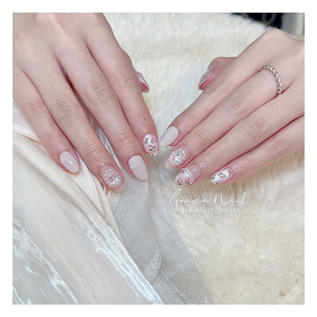 Nail art with glitter design detail