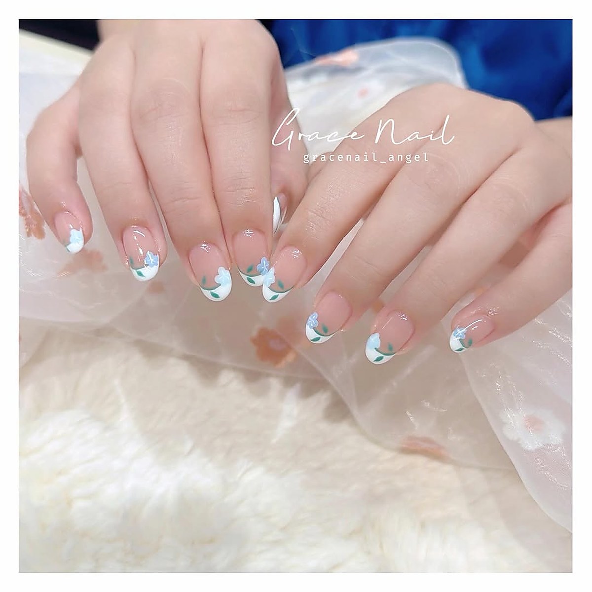 Floral nail art design close-up