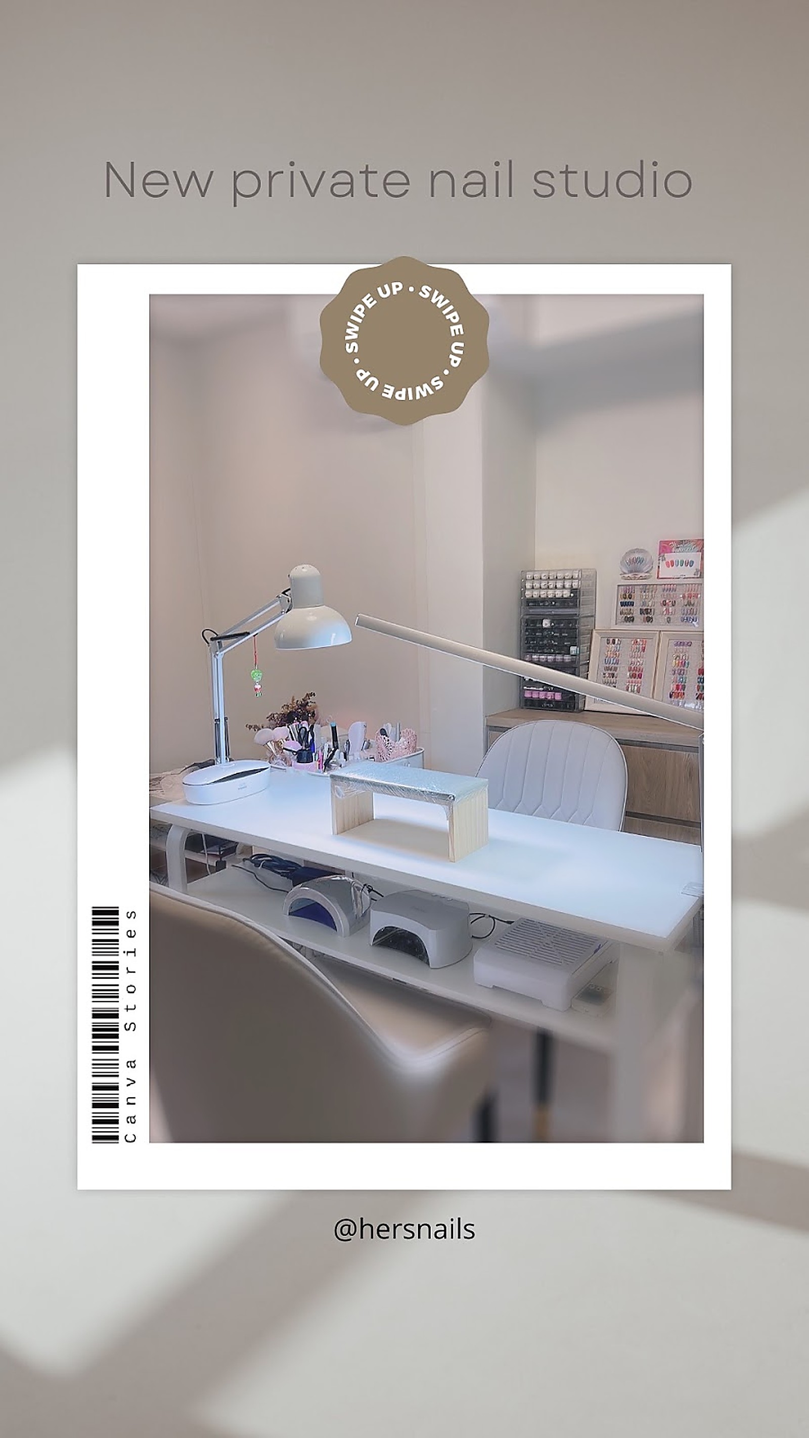 Hers Nails private nail studio workspace setup in Woodlands, Singapore