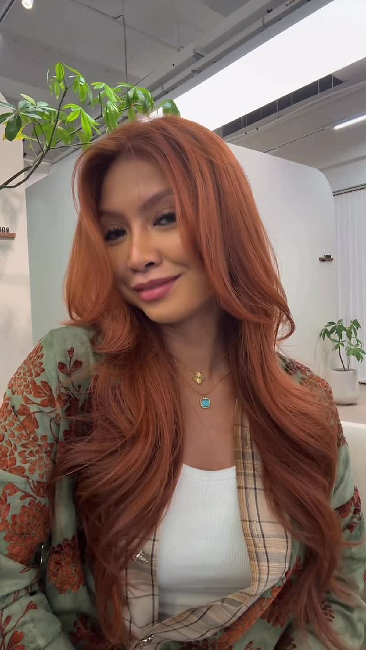 Long hair with dimensional colour styling