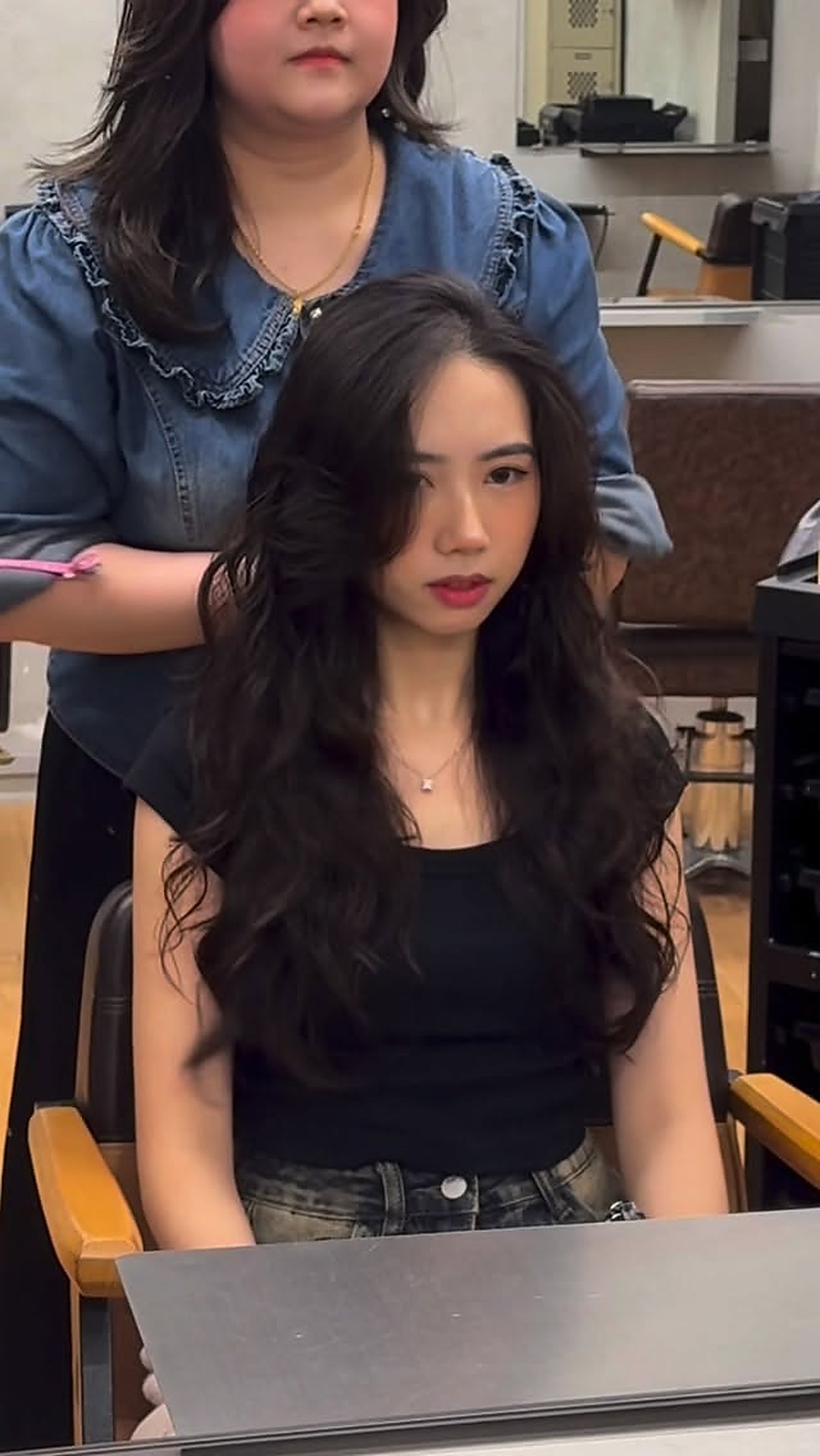 long_dark_hair_styling at Hube Salon