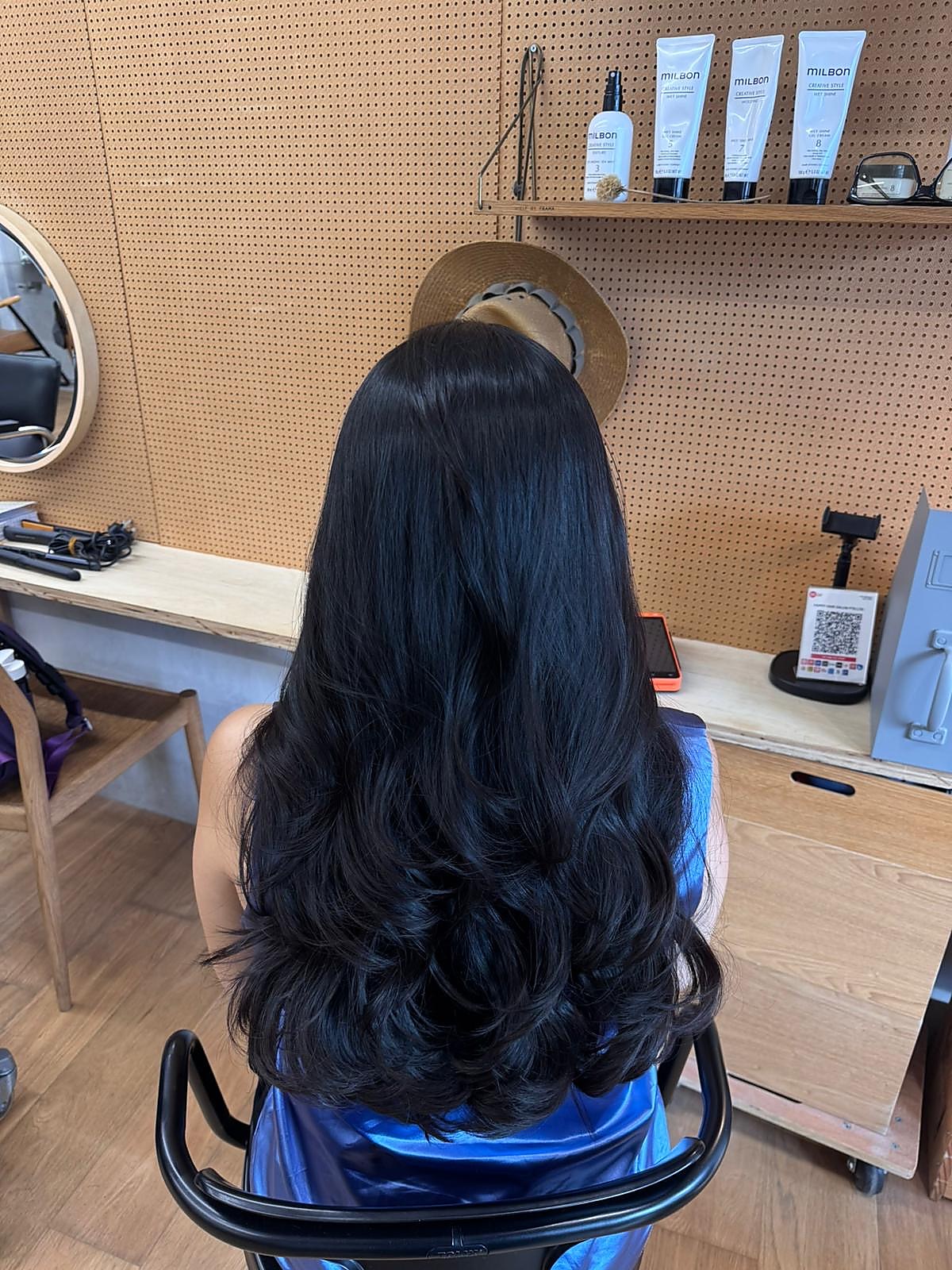 long_black_hair_styling_result at Hube Salon