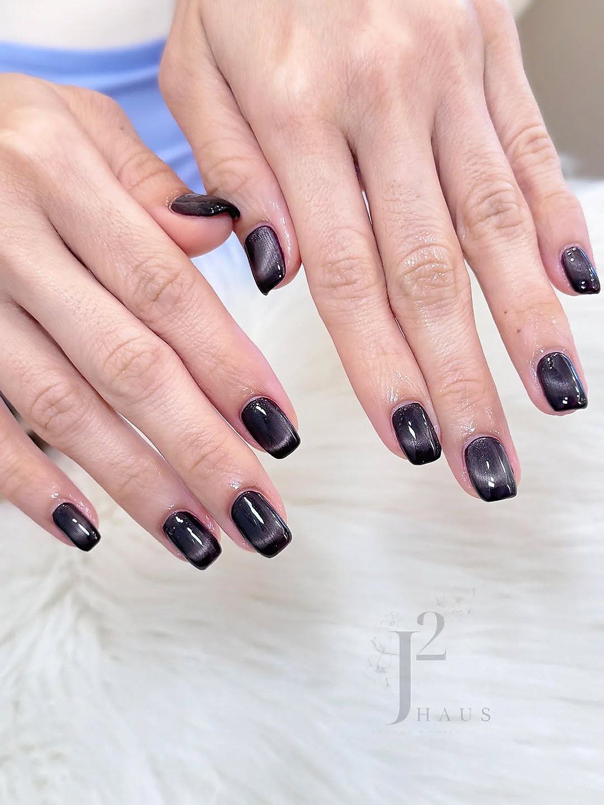 Dark nail polish manicure
