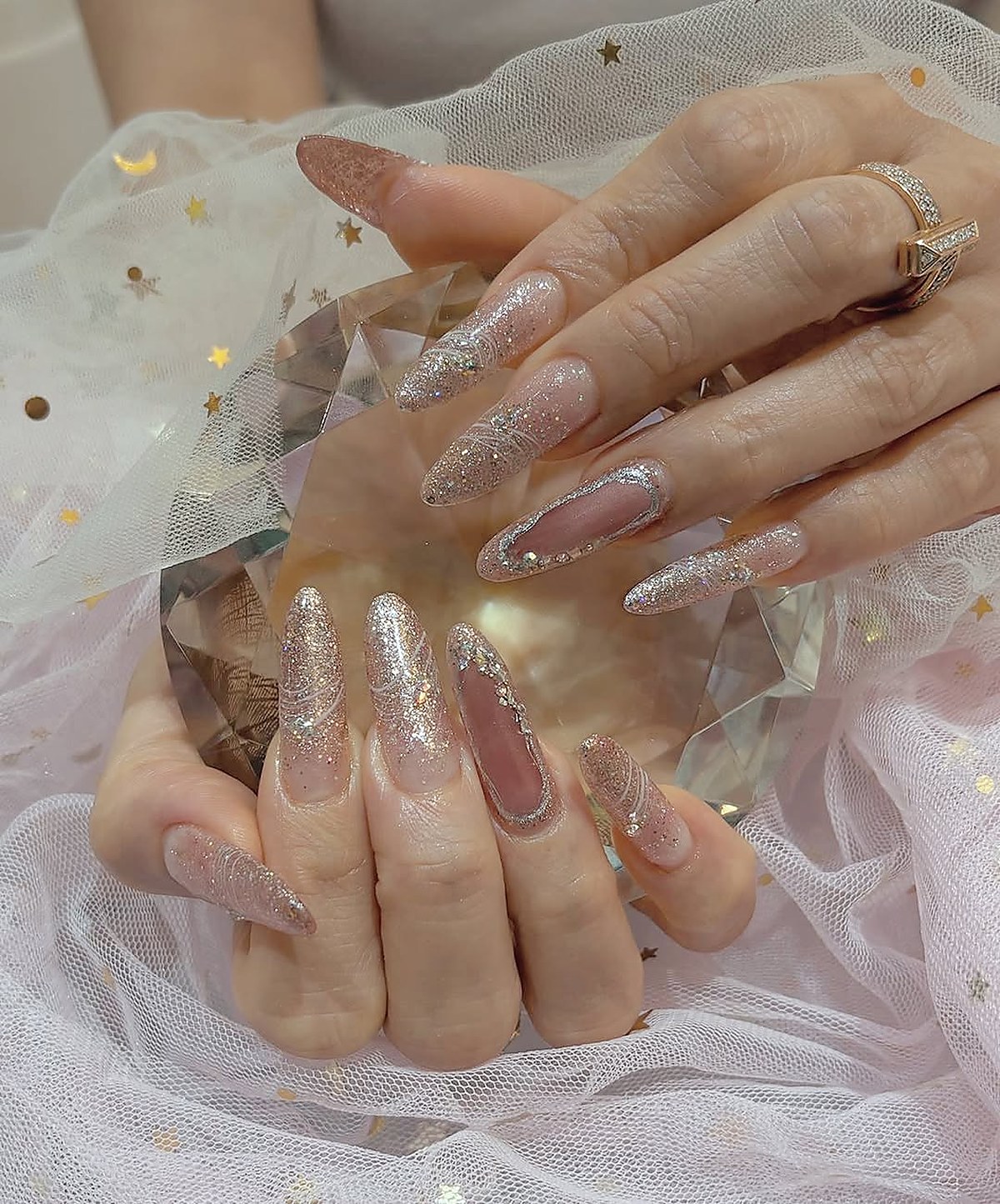 Glitter nail art manicure