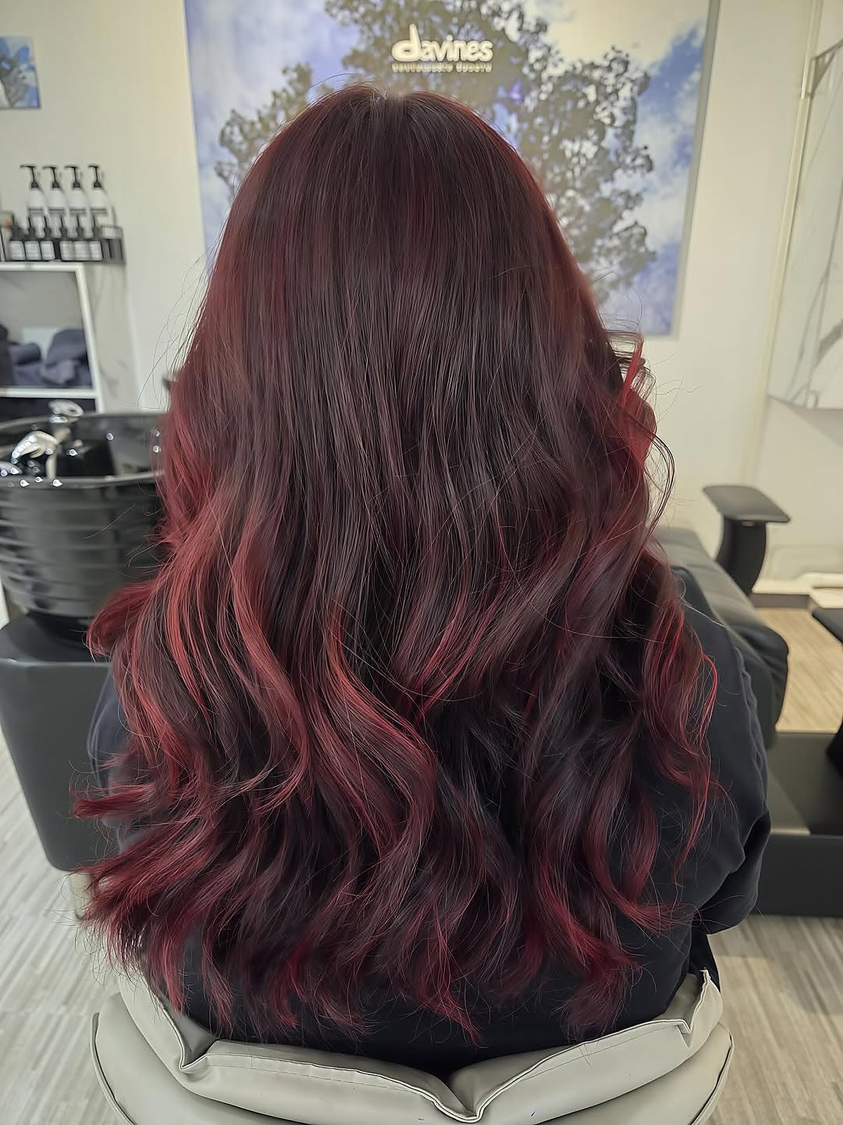 Burgundy wine hair colour by Kimnison Studio