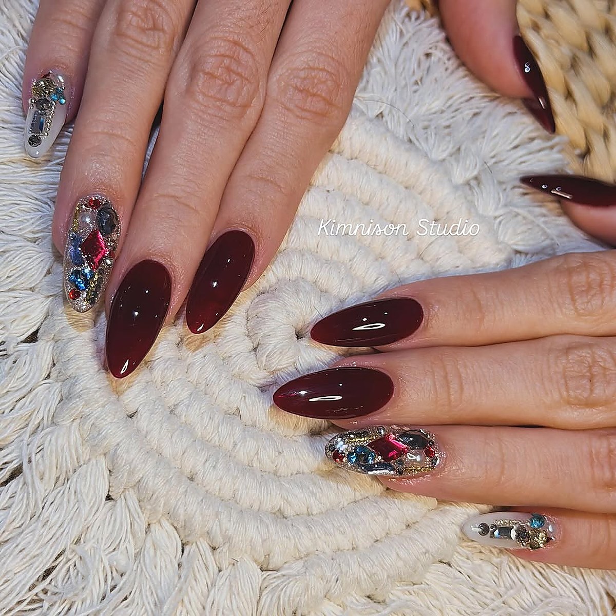 Luxury nail art manicure detail