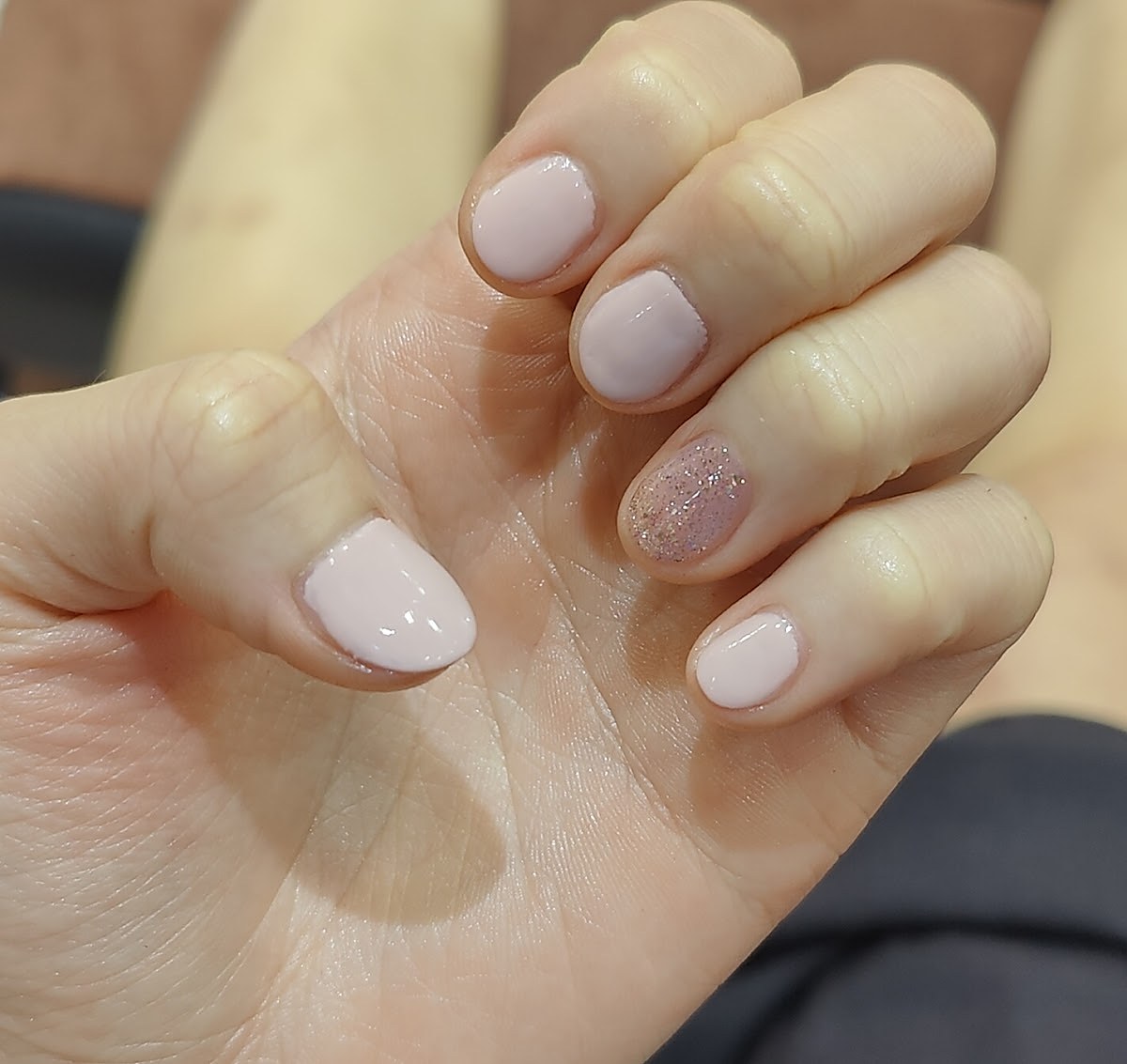 Manicure nail art result, considered detail