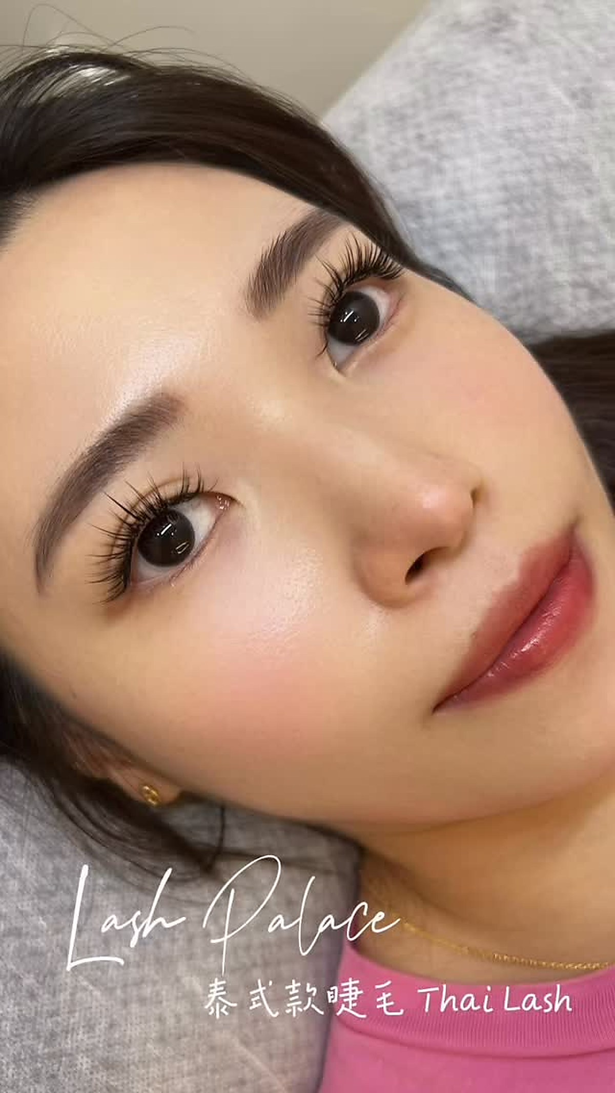 Thai-style lash extension result, soft natural finish