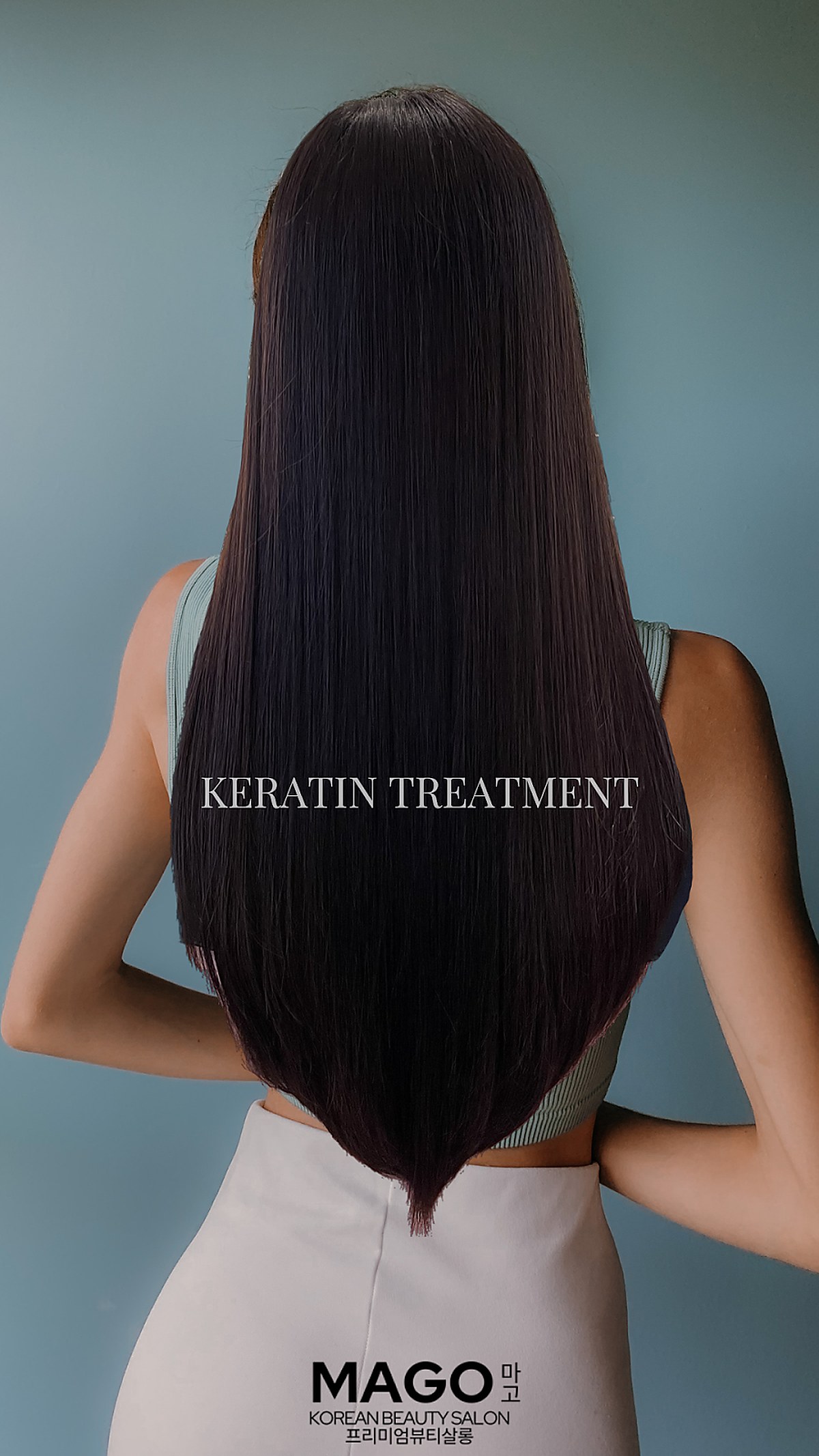 Long hair after a keratin treatment — smooth, glossy finish