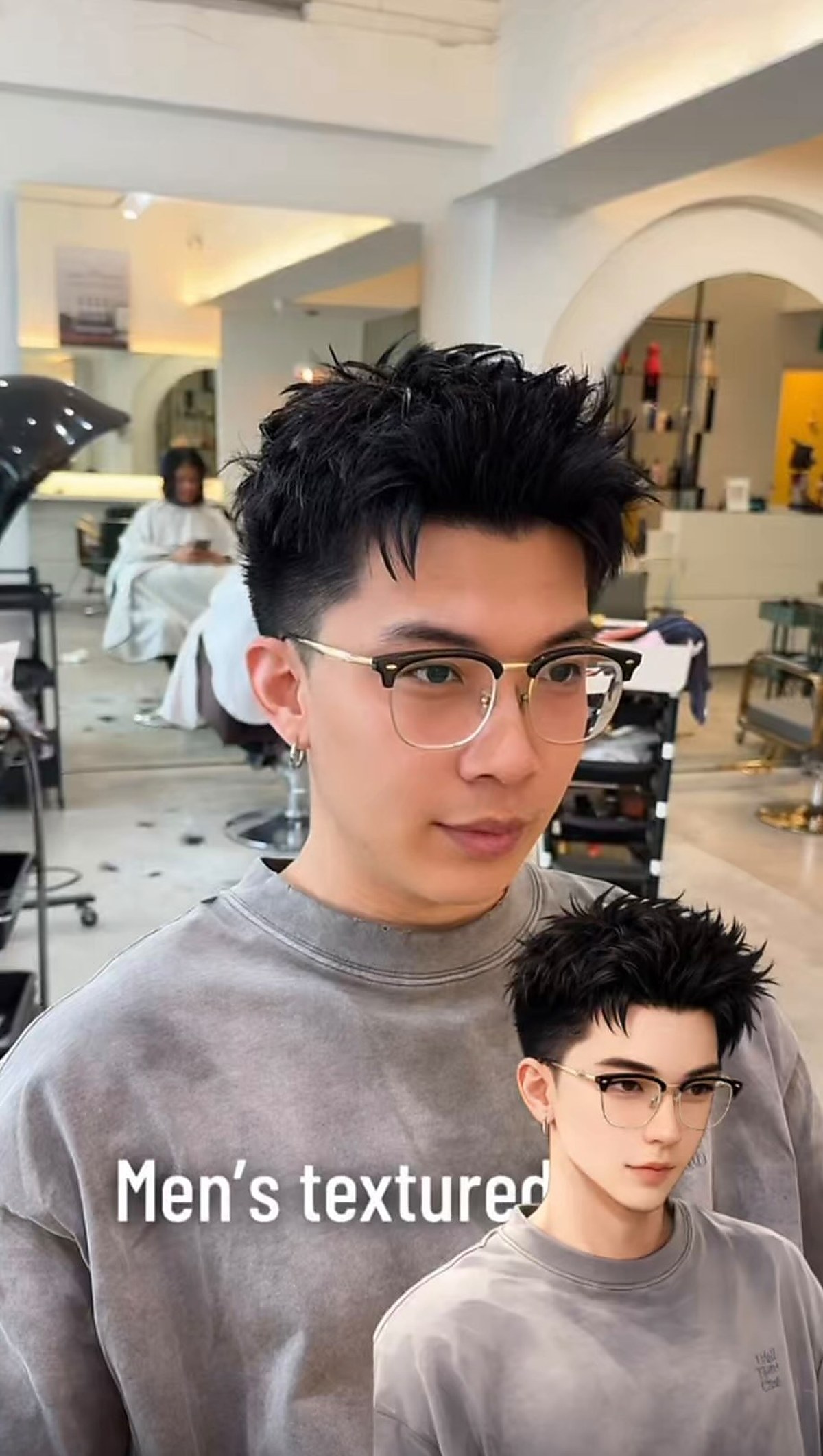 Men's textured hair styled with movement and lift