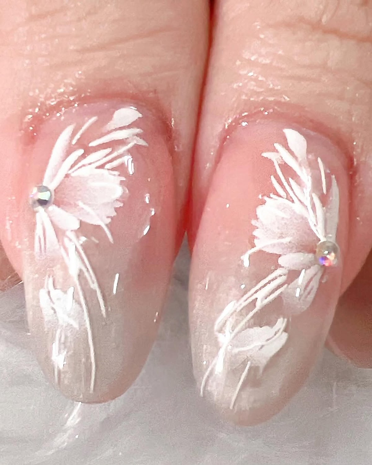 Floral nail art design hand-painted