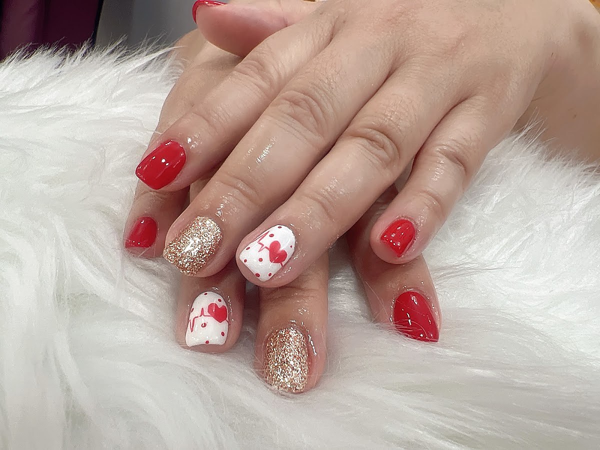 Valentine themed nail art design