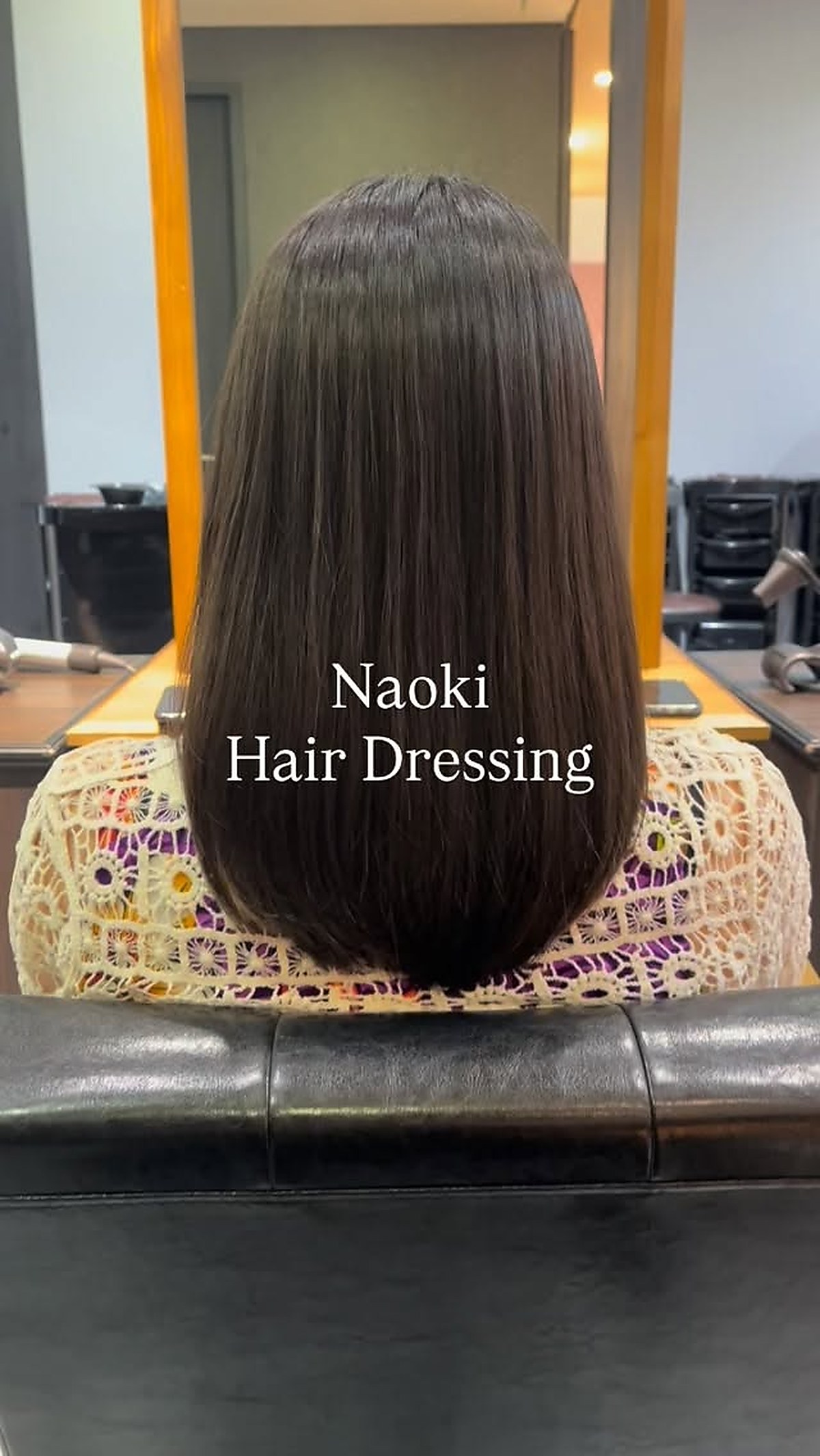Long straight hair styling finish