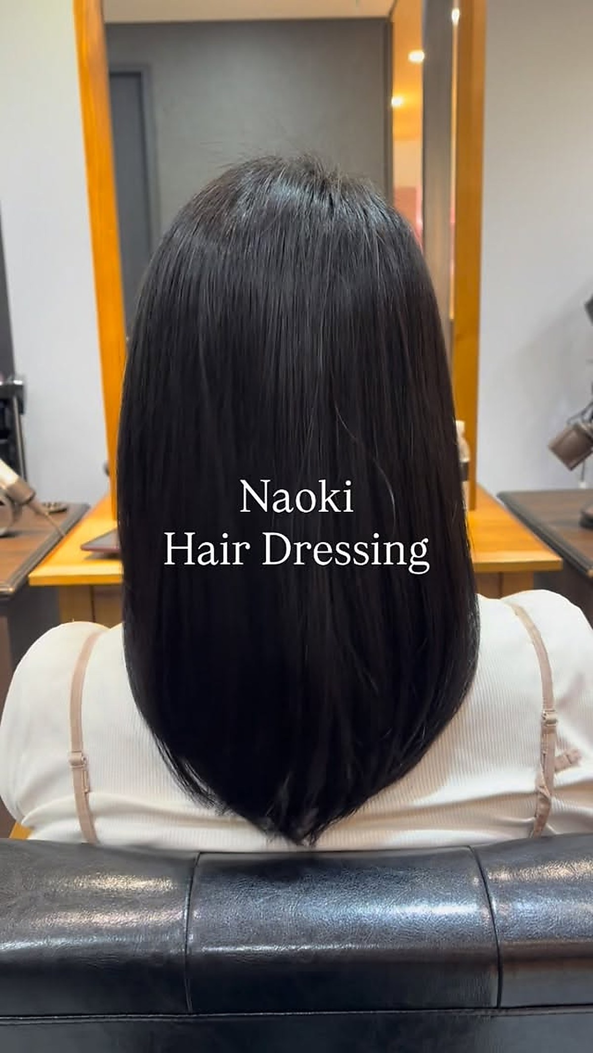 Long black hair styling finish
