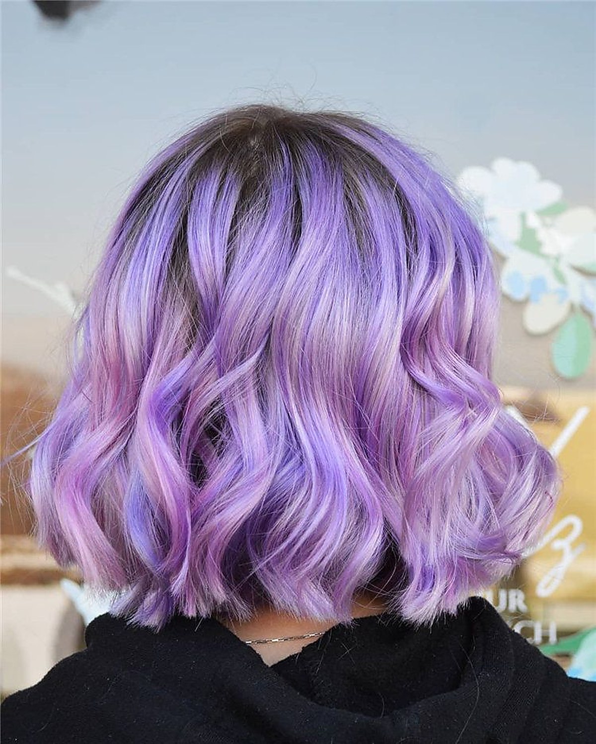 Purple wavy hair colour finished at Prominent Hair Studio