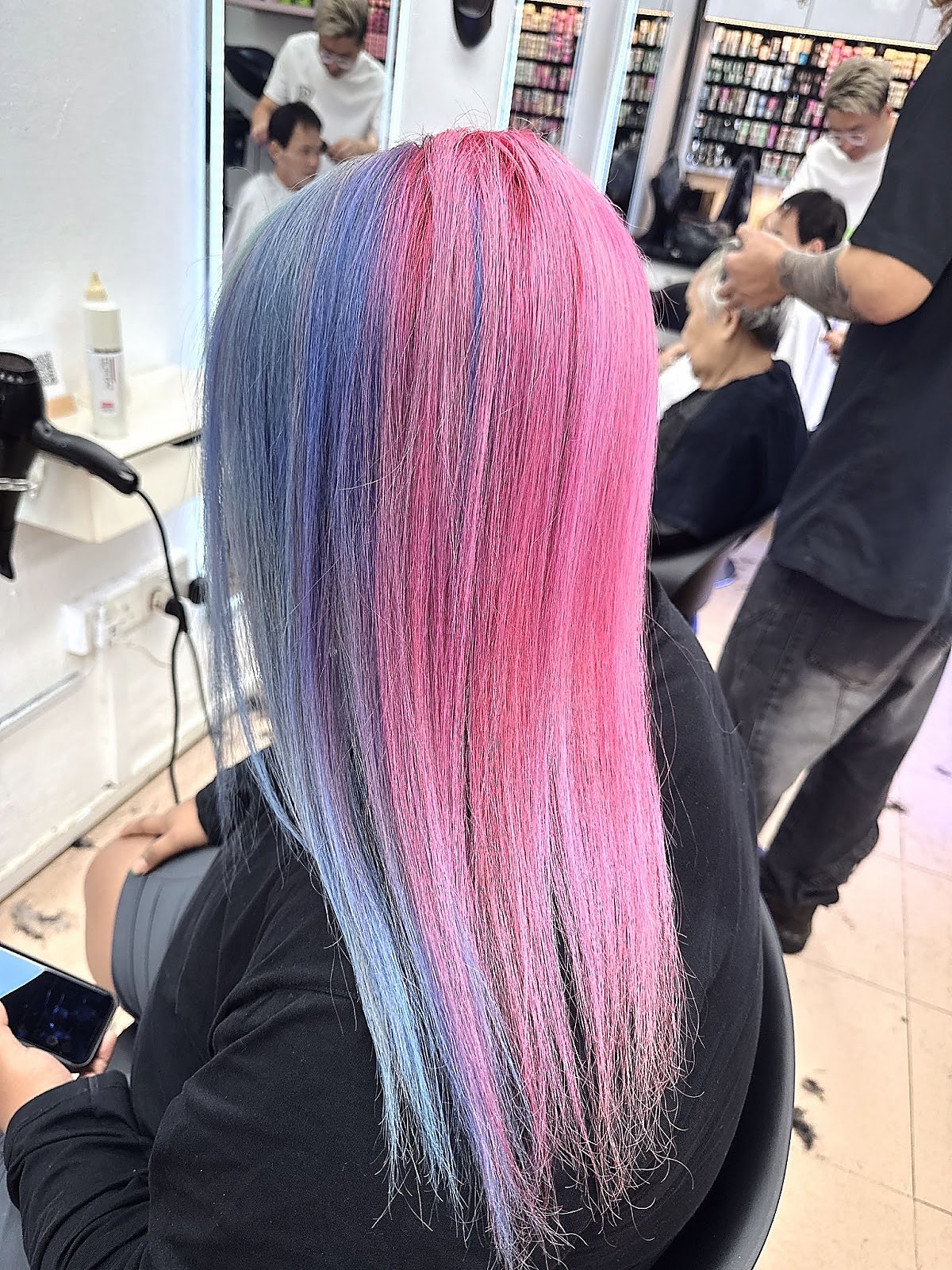 Split colour hair transformation styled at Prominent Hair Studio