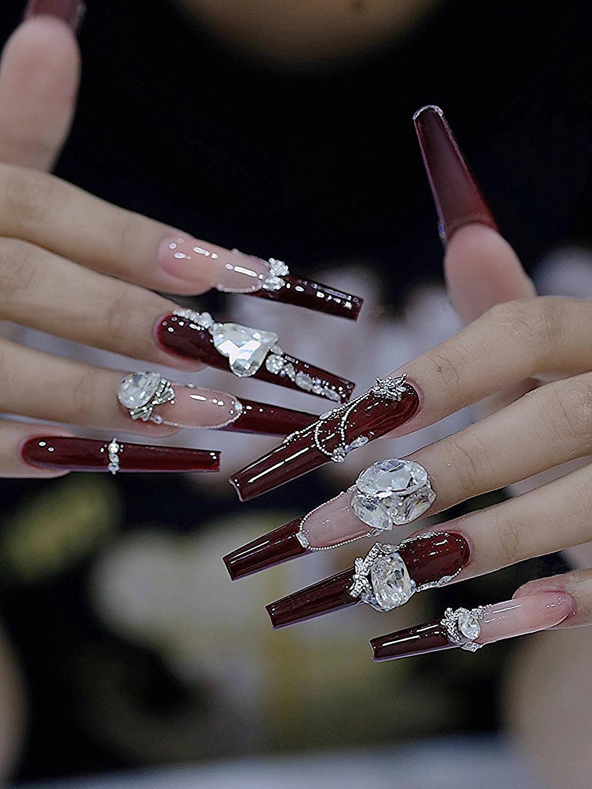 Luxury nail art design with sculptural finish