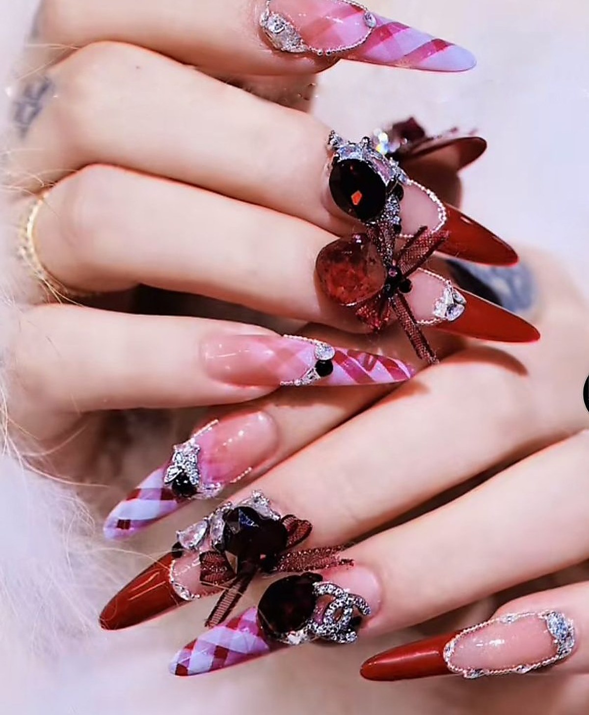 Luxury nail art design hand-finished at Queen Nail Lash