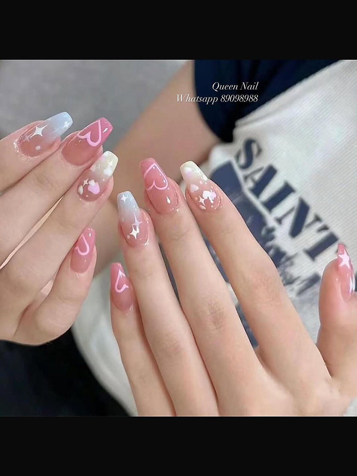 Nail art manicure design with hand-painted detail