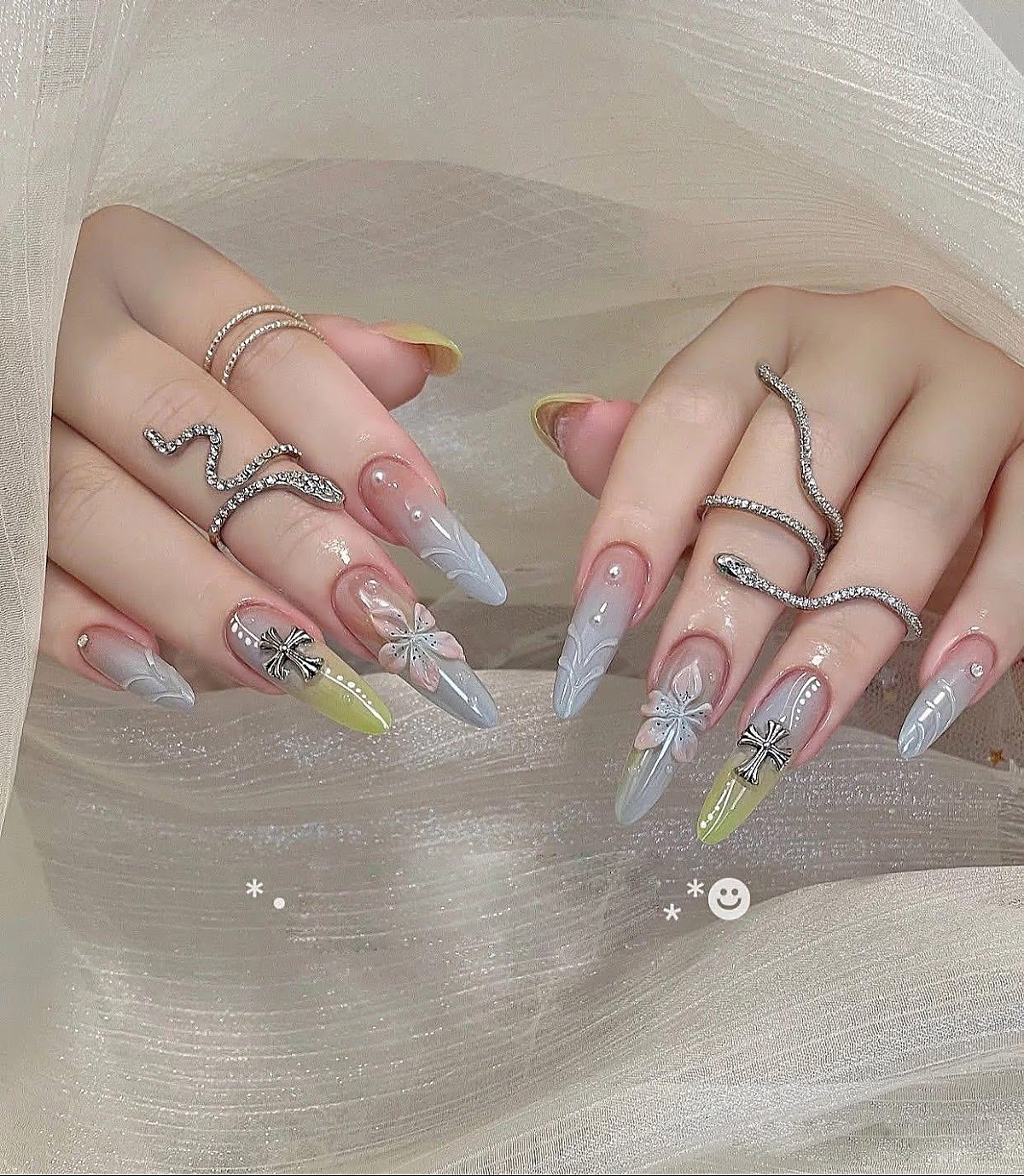 Luxury nail art design with crystal-set finish