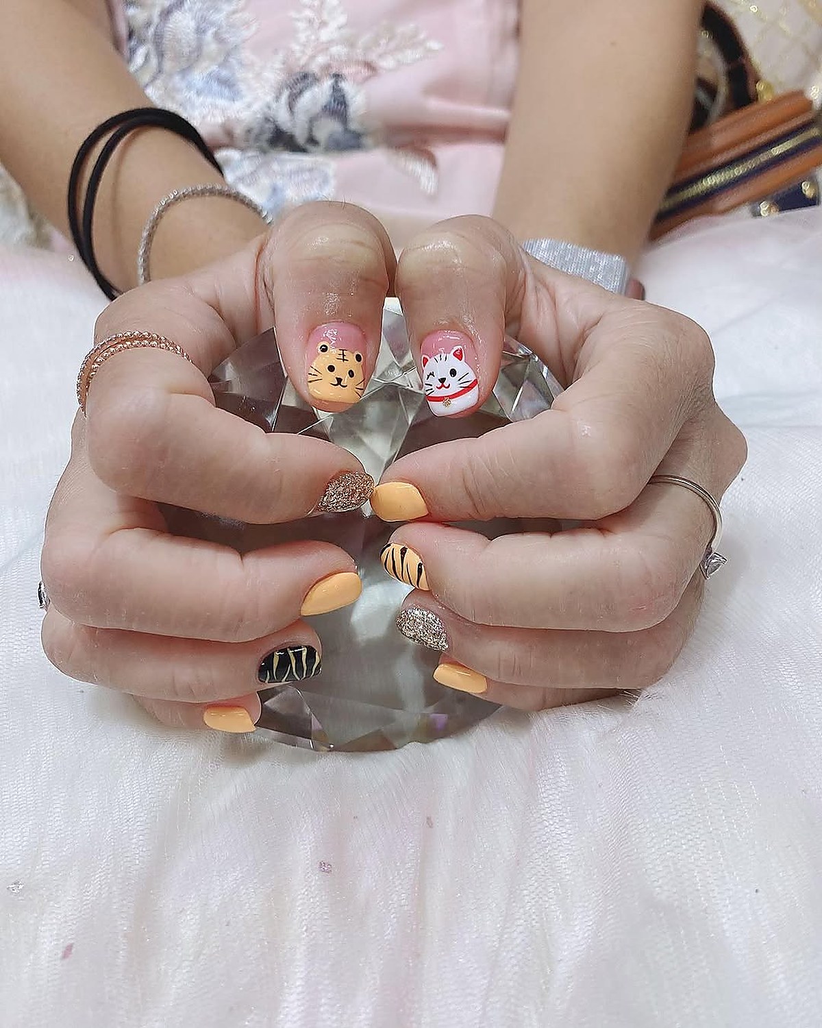 Detailed nail art design manicure