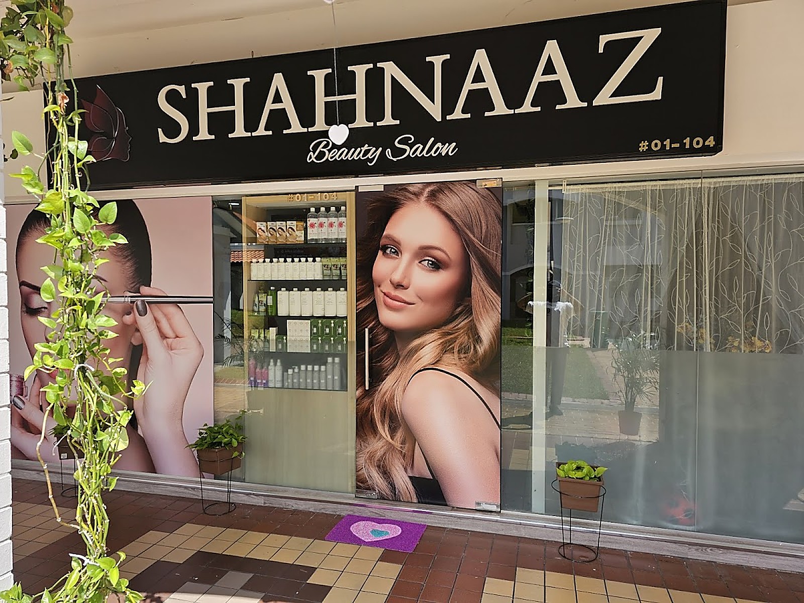 Salon storefront display at Shahnaaz Beauty Salon, Tampines