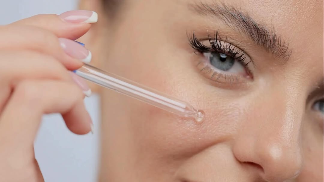 skincare serum application close-up