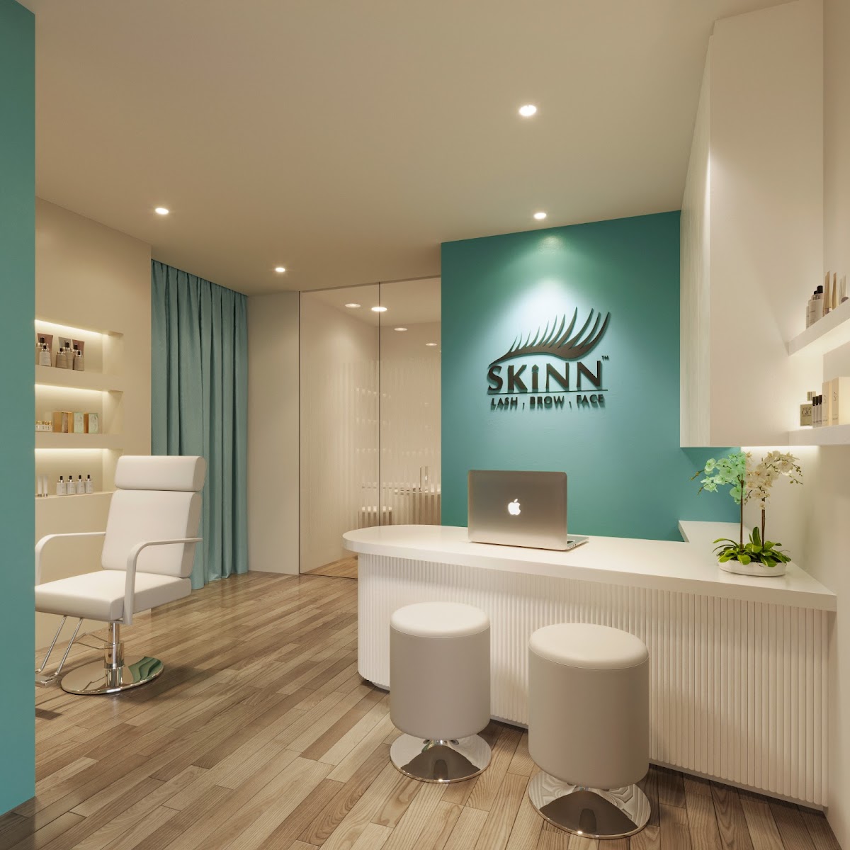 modern salon reception space