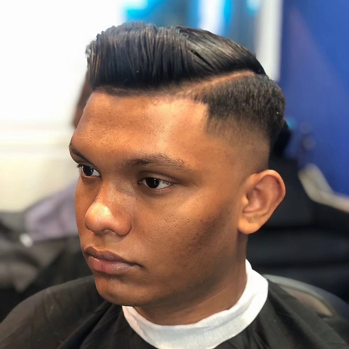 Modern haircut styling result