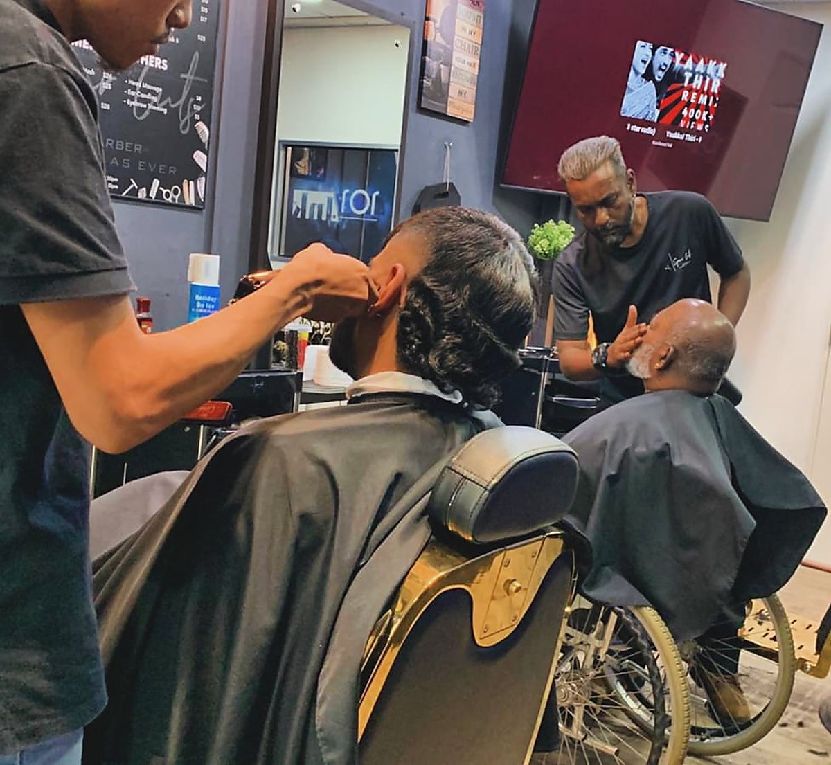Barber service — wheelchair accessible chair work